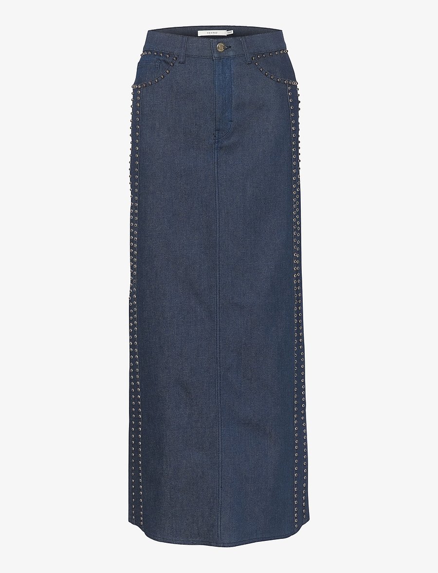 Gestuz - RockieGZ HW long skirt - jeanskjolar - dark blue unwashed - 1