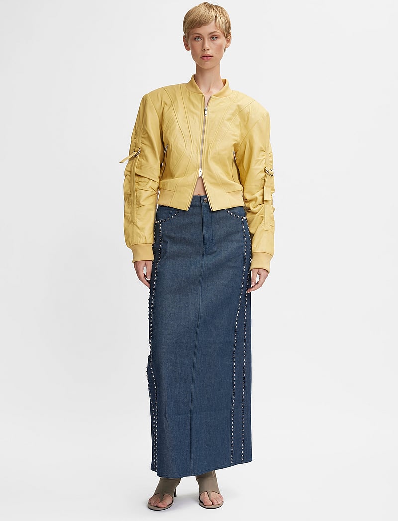 Gestuz - RockieGZ HW long skirt - denimnederdele - dark blue unwashed - 0