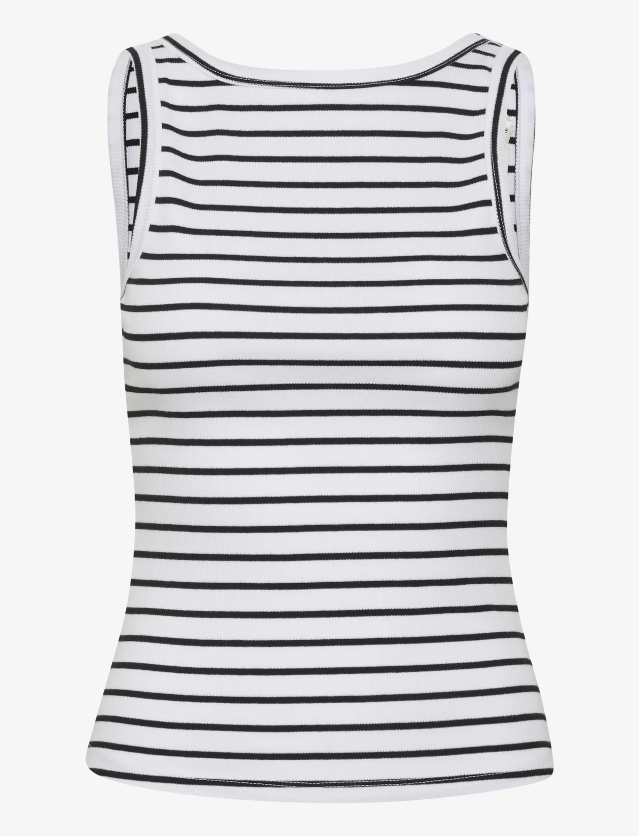Gestuz - DrewGZ sl reversible stripe top NOO - sleeveless tops - bright white black stripe - 0