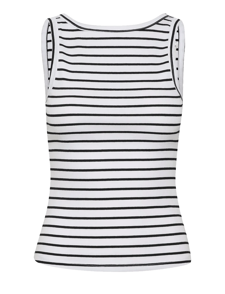 Gestuz - DrewGZ sl reversible stripe top NOOS - linnen - bright white black stripe - 1