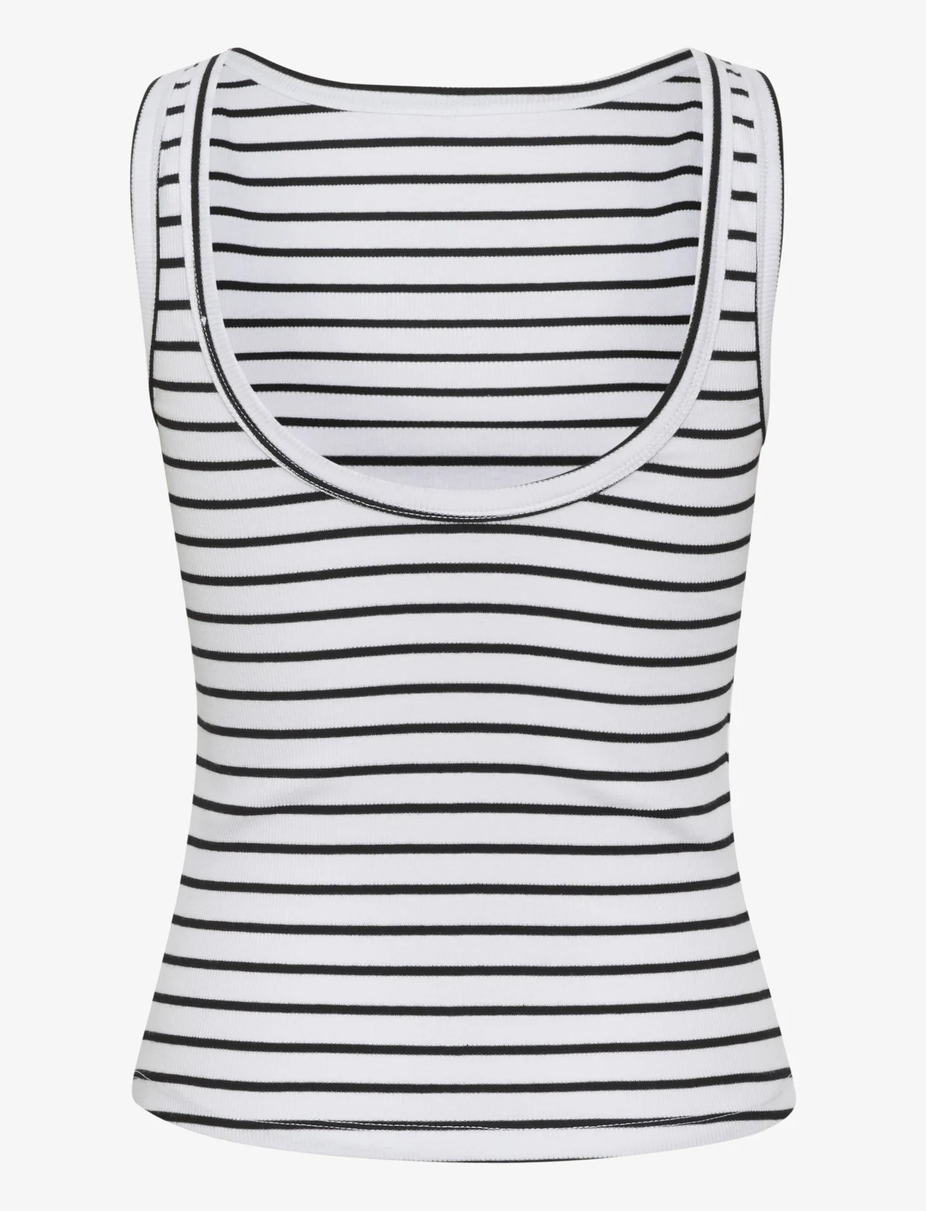Gestuz - DrewGZ sl reversible stripe top NOO - linnen - bright white black stripe - 1