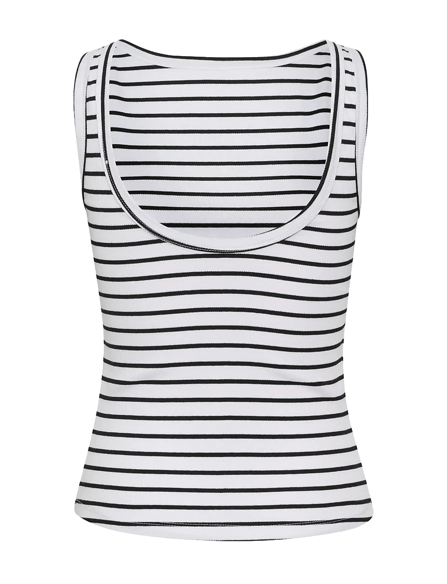 Gestuz - DrewGZ sl reversible stripe top NOOS - linnen - bright white black stripe - 2