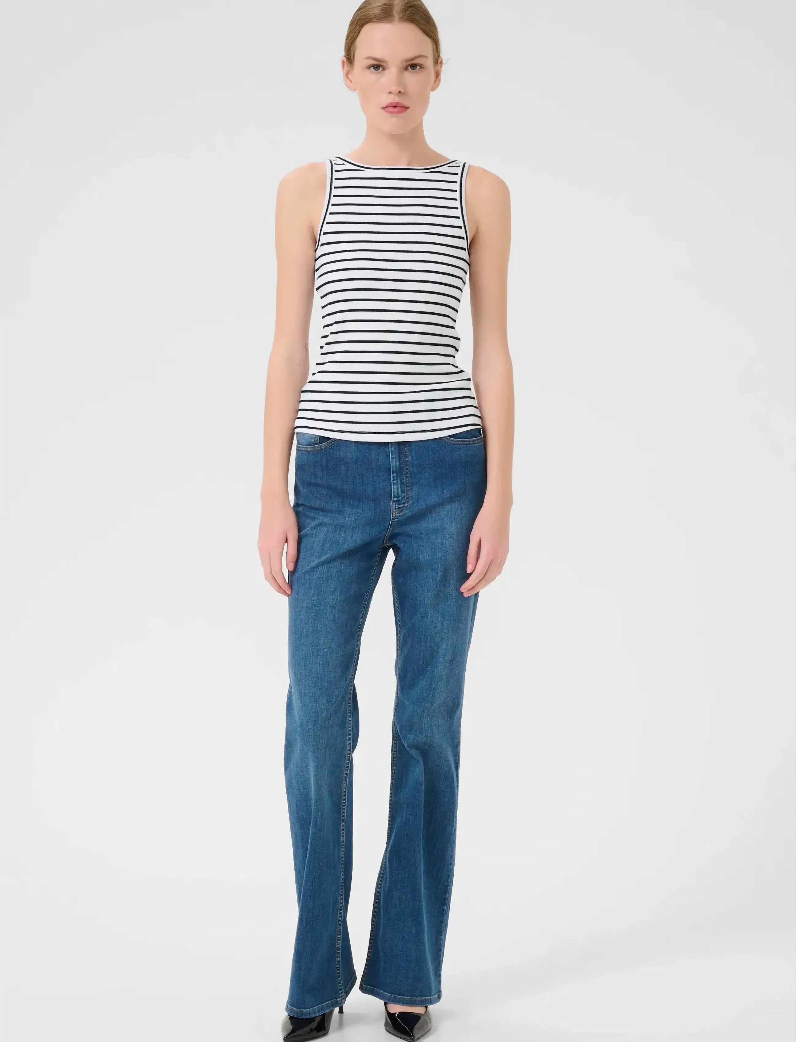 Gestuz - DrewGZ sl reversible stripe top NOOS - sleeveless tops - bright white black stripe - 3