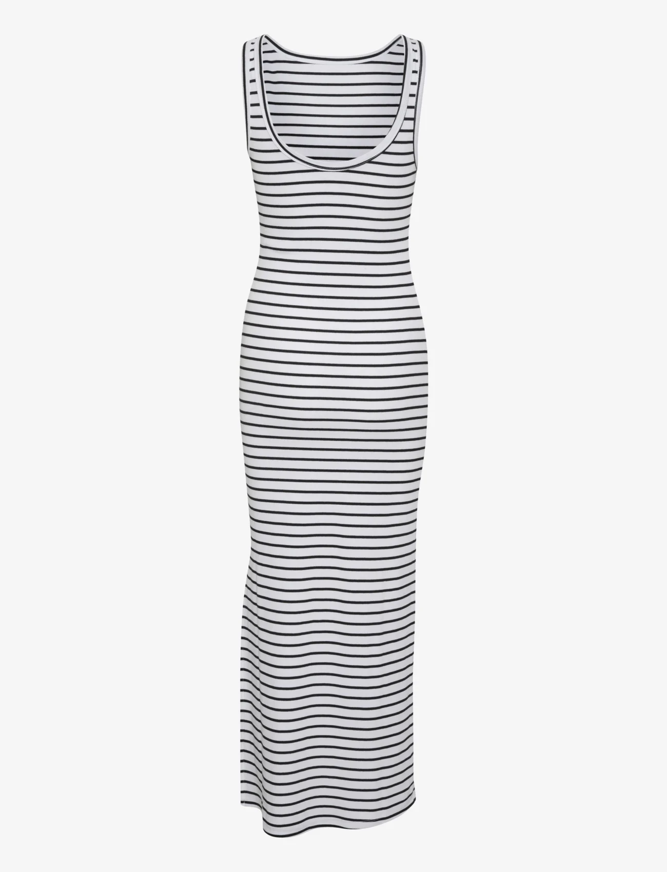 Gestuz - DrewGZ sl reversible stripe dress N - t-shirtkjoler - bright white black stripe - 1