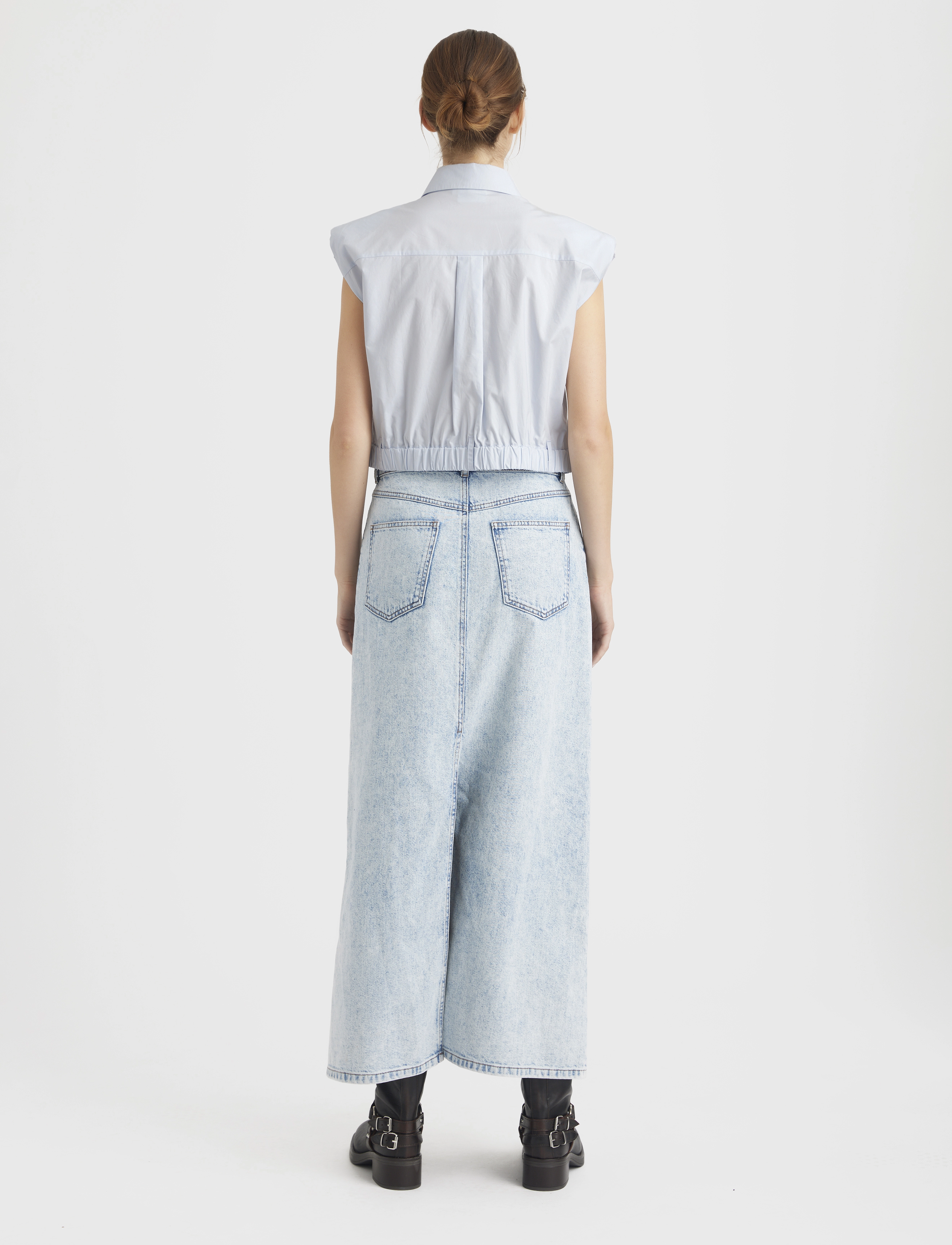 Gestuz - MilyGZ HW long skirt - midi nederdele - mid blue washed - 4