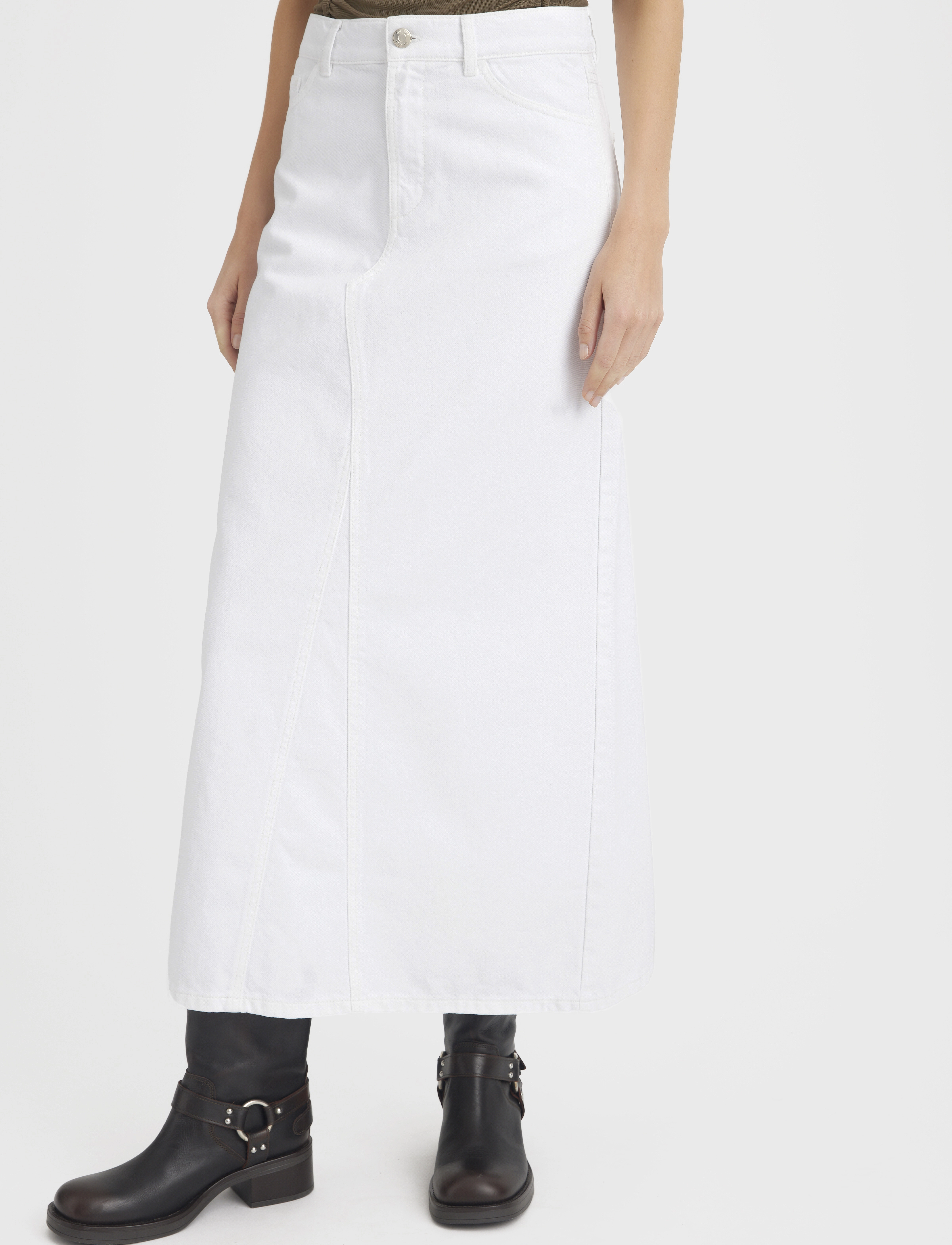 Gestuz Milygz Hw Long Skirt, Kvinder, Højtaljet Lang Nederdel, Hvid, Str: 34