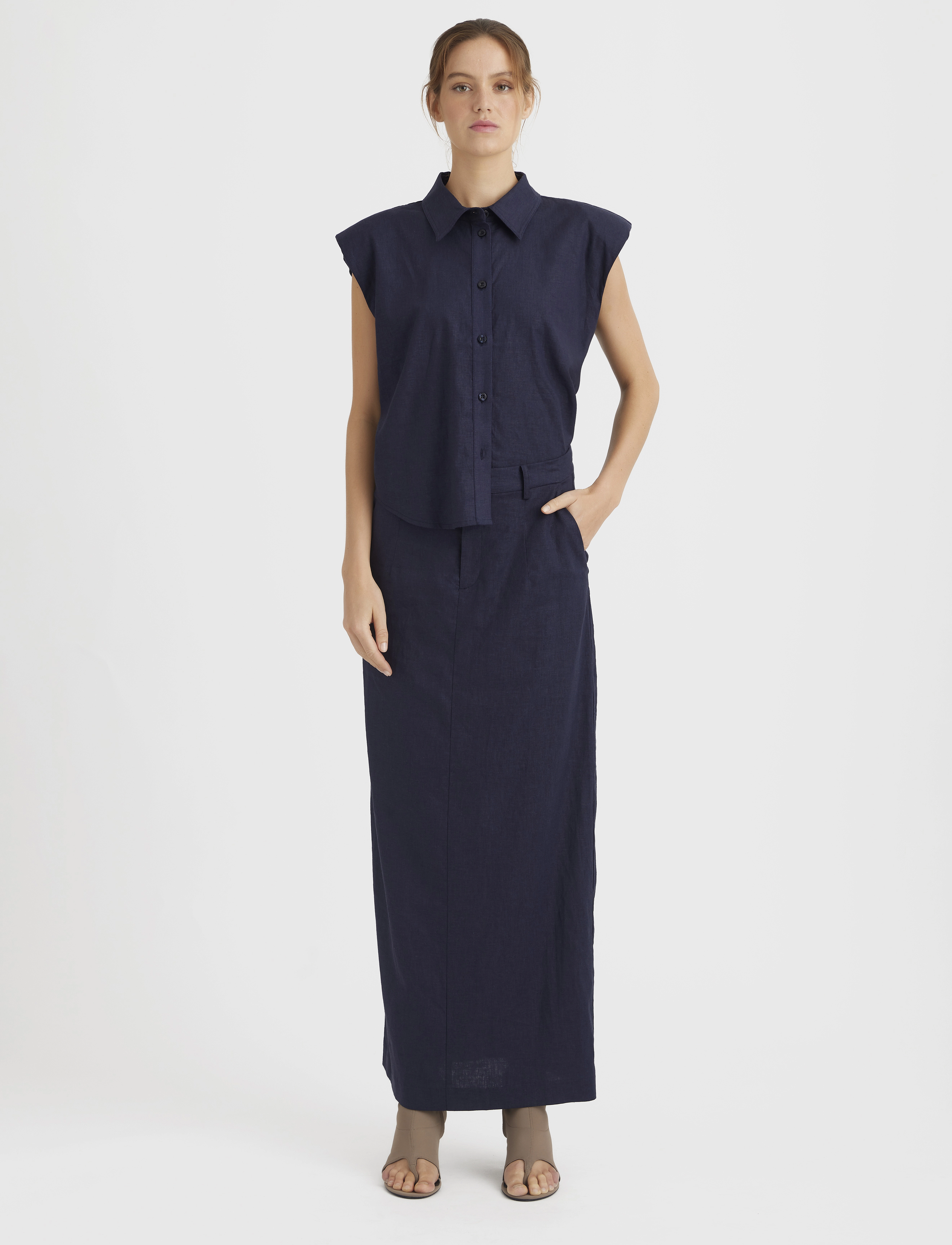 Gestuz - LizaGZ linen HW skirt - seaborne - 3