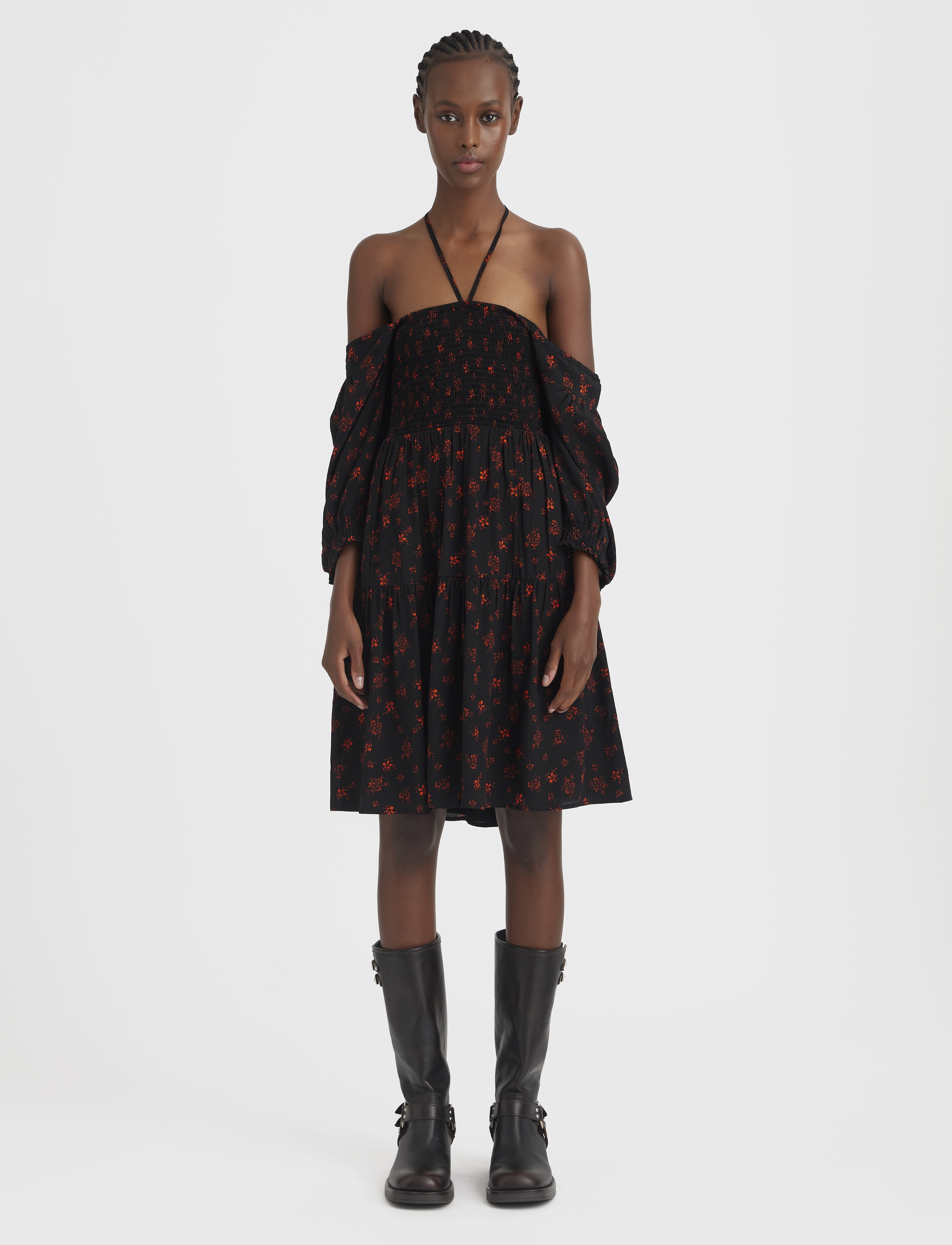 Gestuz - SanvieGZ P short dress - sommerkjoler - ditsy black and red flower - 3