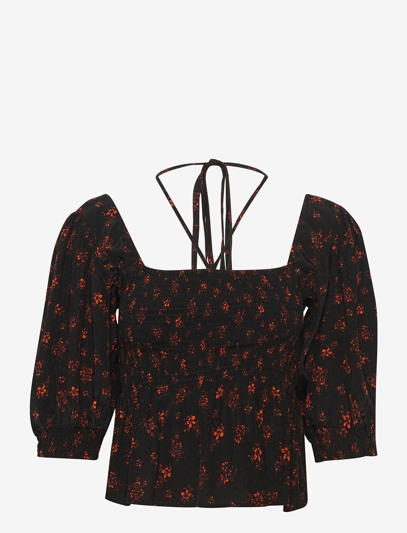 Gestuz - SanvieGZ P blouse - kortærmede bluser - ditsy black and red flower - 1