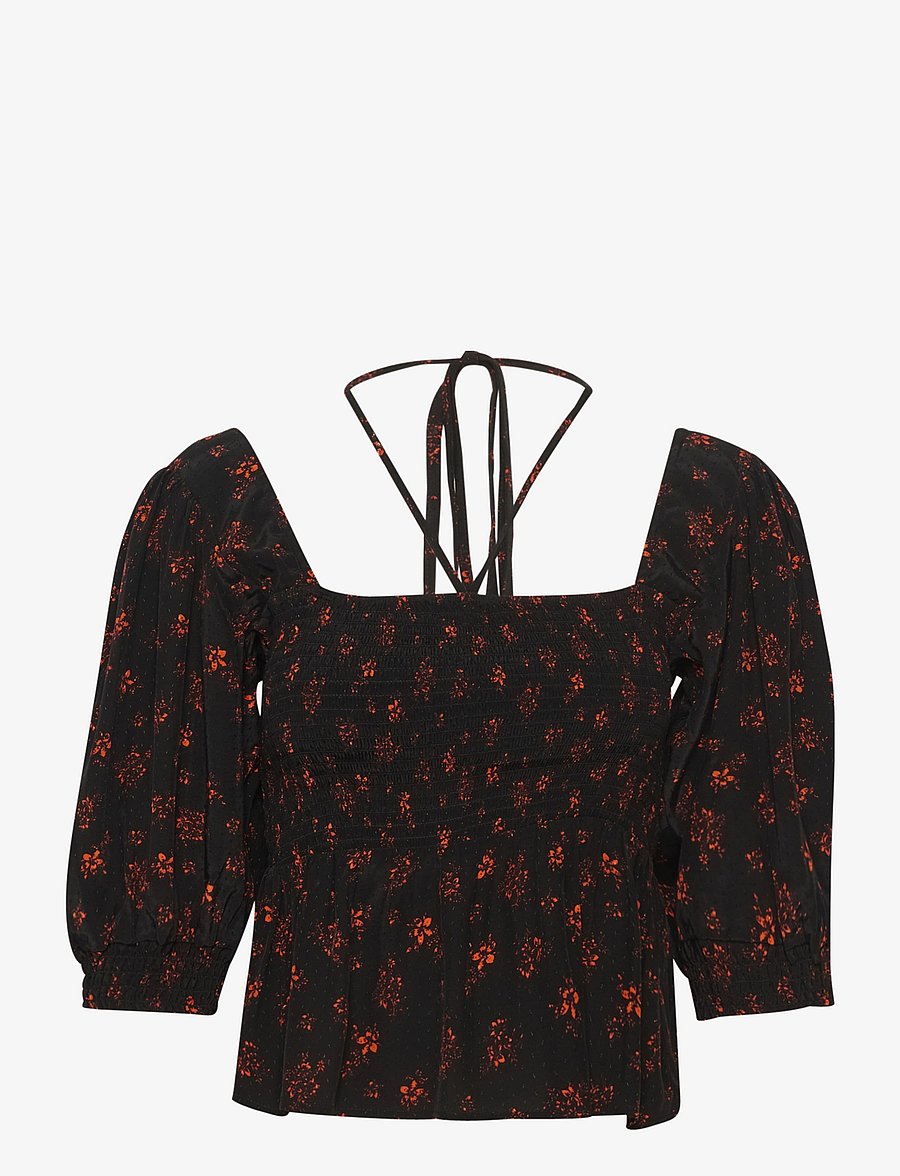 Gestuz - SanvieGZ P blouse - kortärmade blusar - ditsy black and red flower - 1