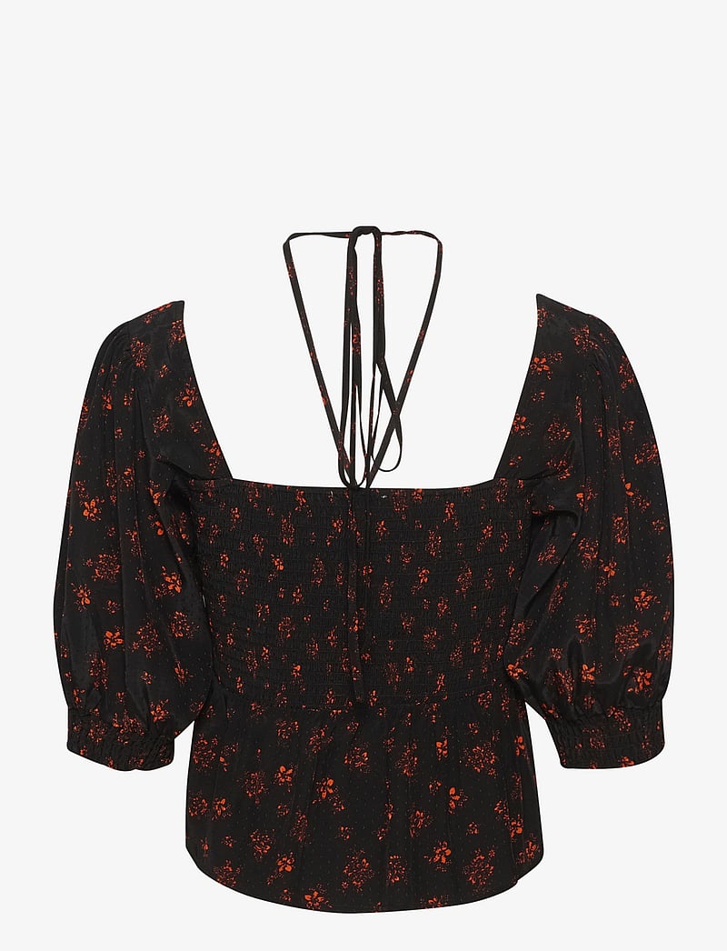 Gestuz - SanvieGZ P blouse - kortærmede bluser - ditsy black and red flower - 2