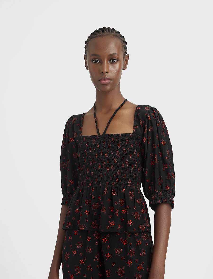 Gestuz - SanvieGZ P blouse - kortärmade blusar - ditsy black and red flower - 5