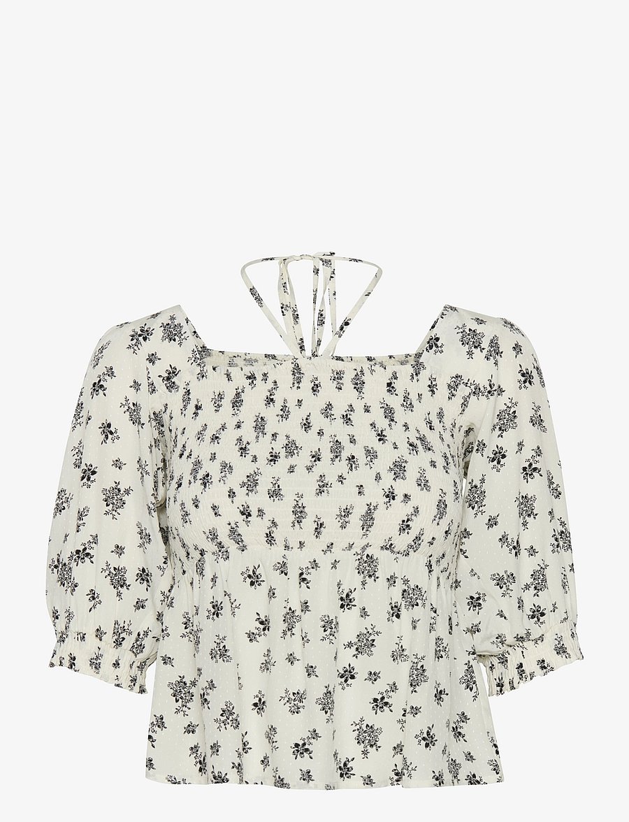 Gestuz - SanvieGZ P blouse - short-sleeved blouses - egret flower - 1
