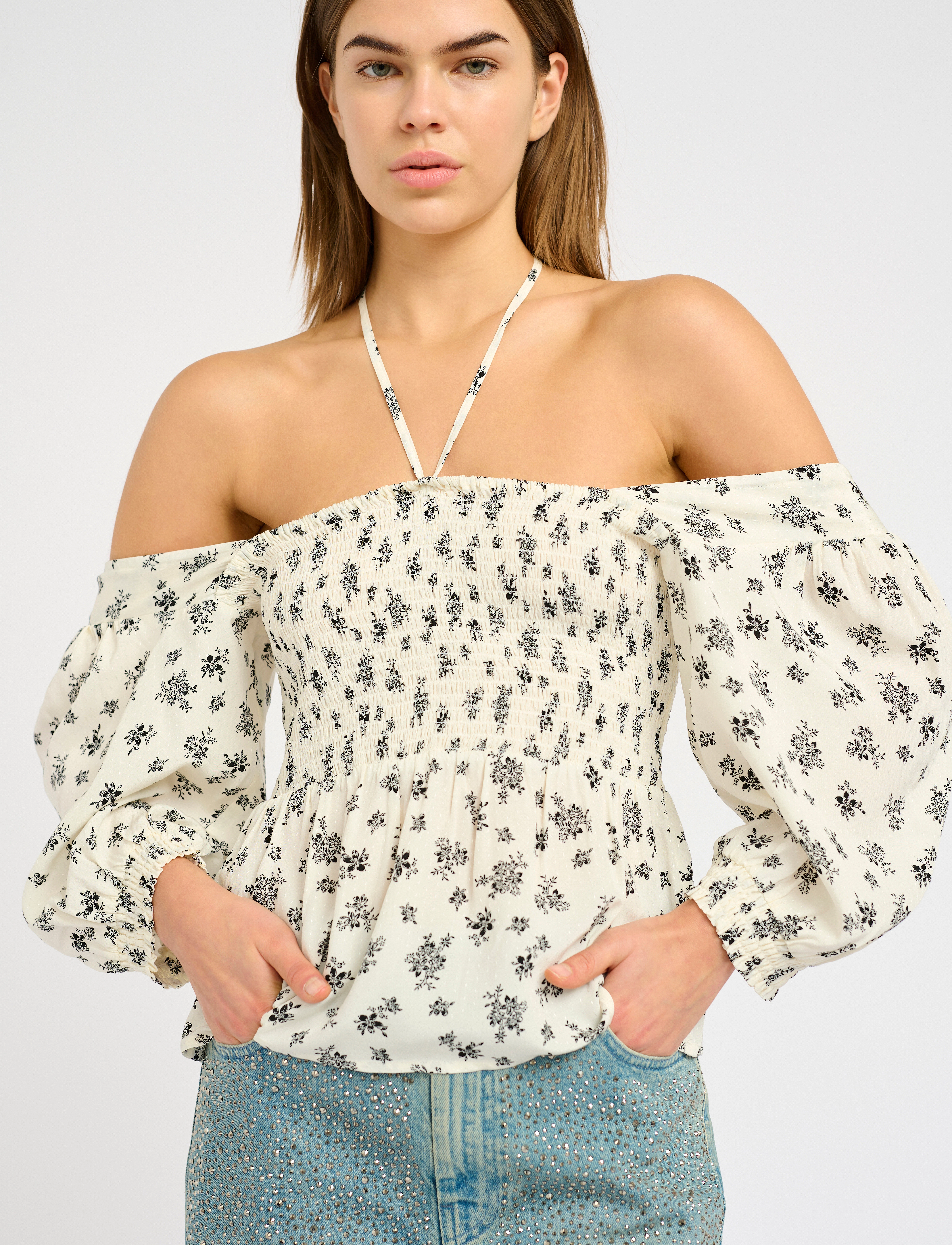 Gestuz Sanviegz P Blouse, 34, Cream, Bluser > Kortærmede, Dame