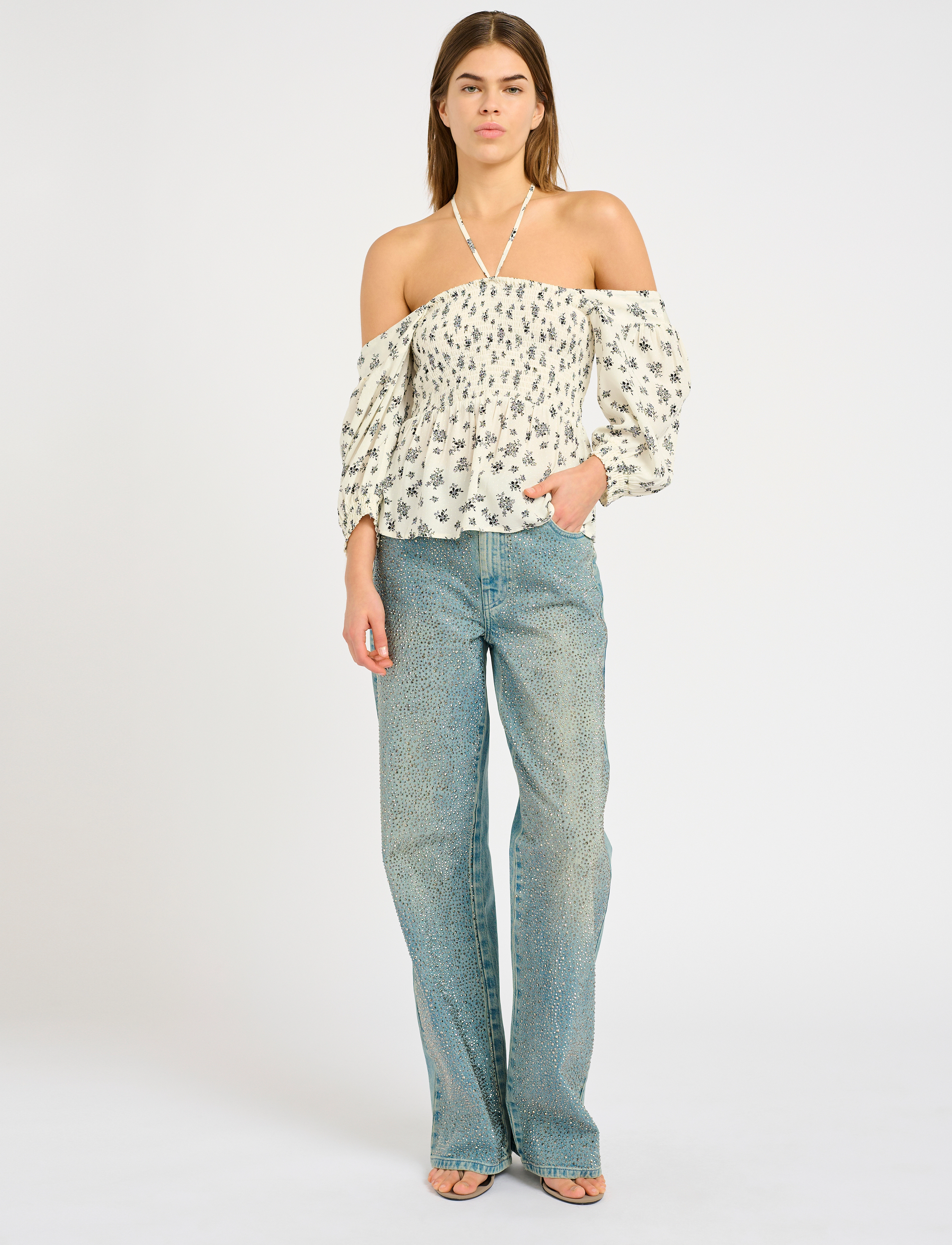 Gestuz - SanvieGZ P blouse - kurzämlige blusen - egret flower - 3