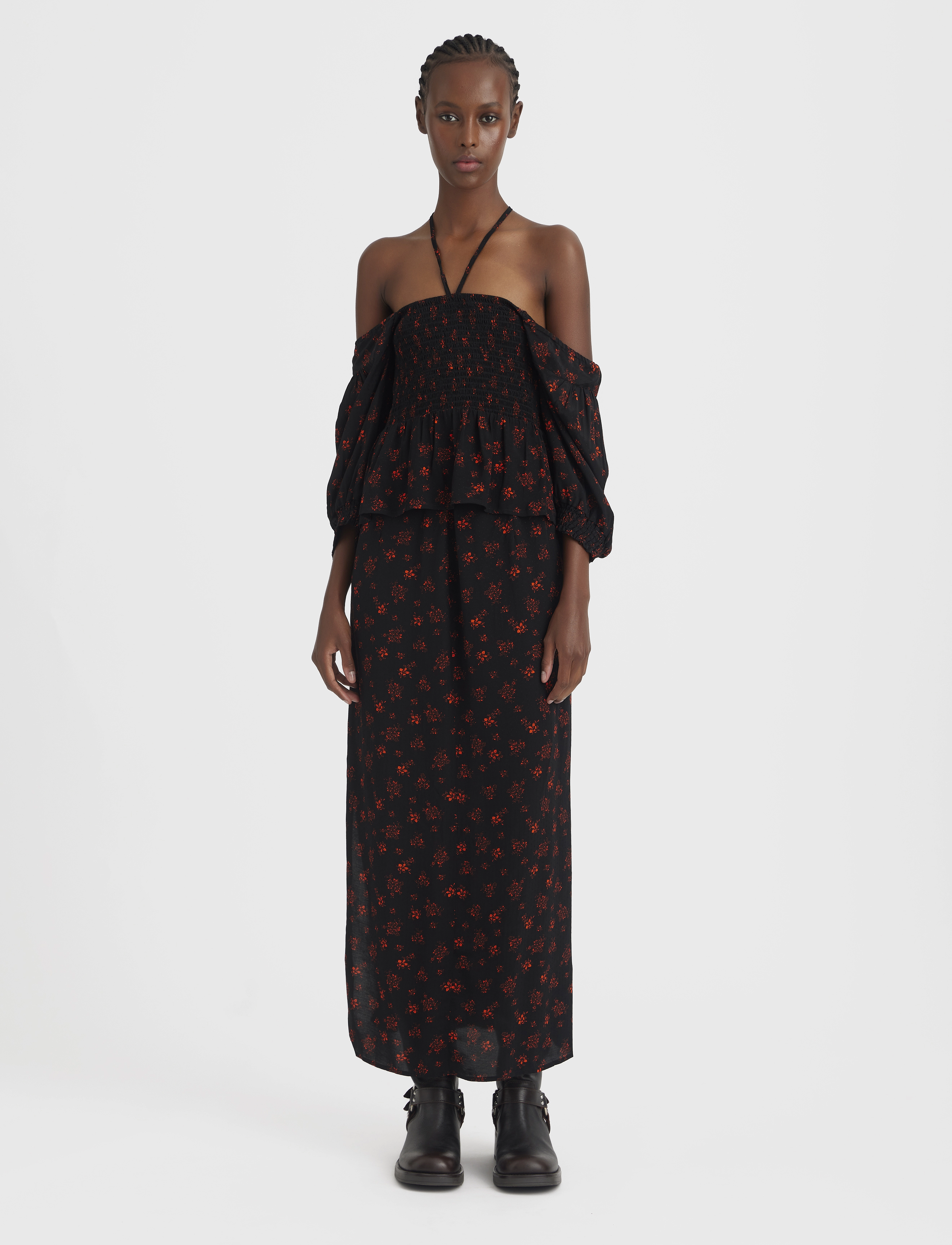 Gestuz - SanvieGZ HW skirt - maxi röcke - ditsy black and red flower - 3