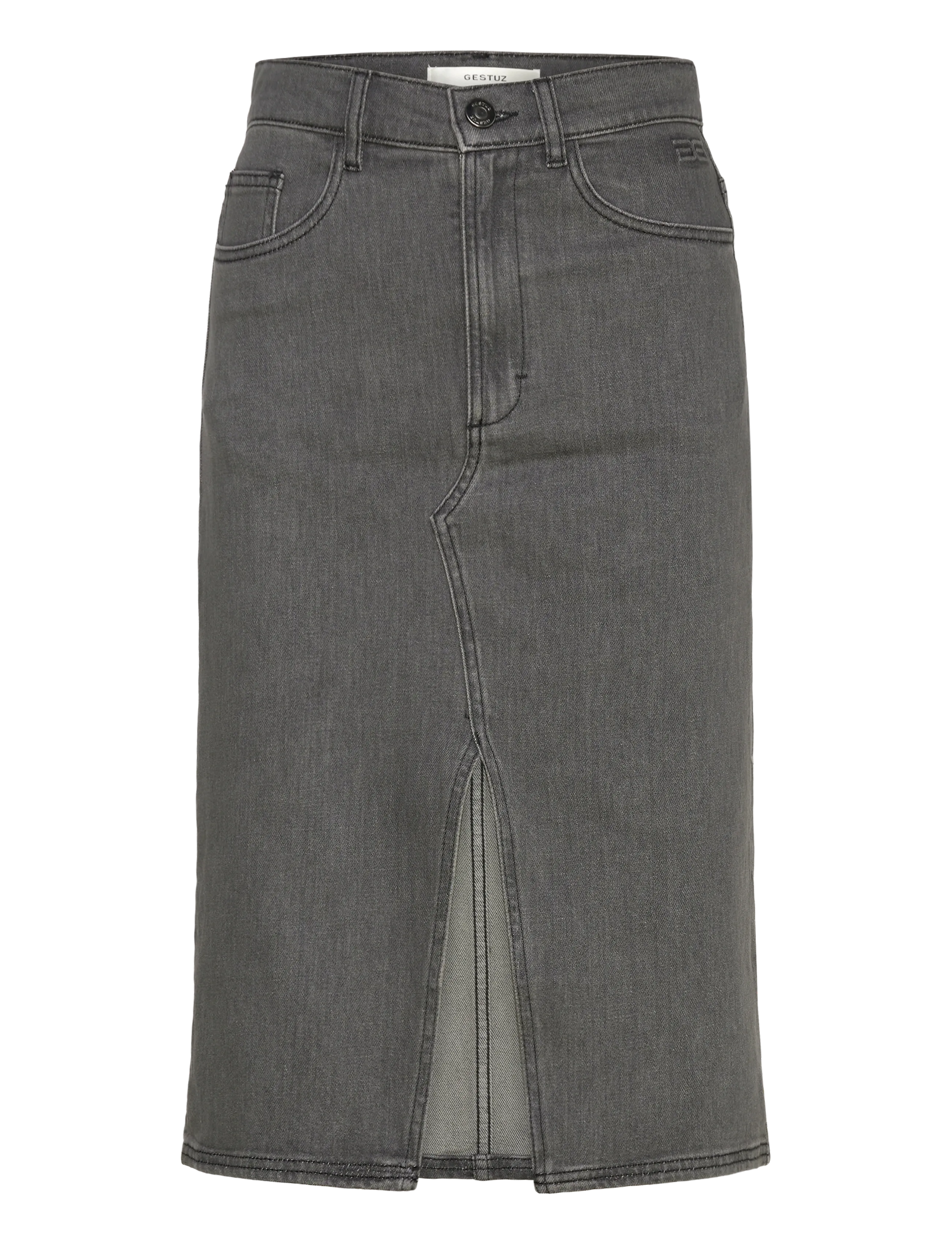 Gestuz DeniaGZ HW midi skirt - Tøj - BLACK / grey
