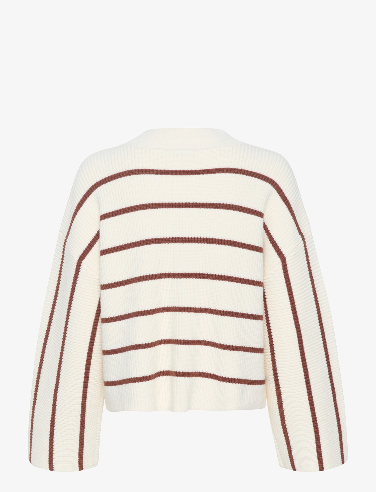 Gestuz - SebaGZ V-neck pullover - egret with brown stripes - 2