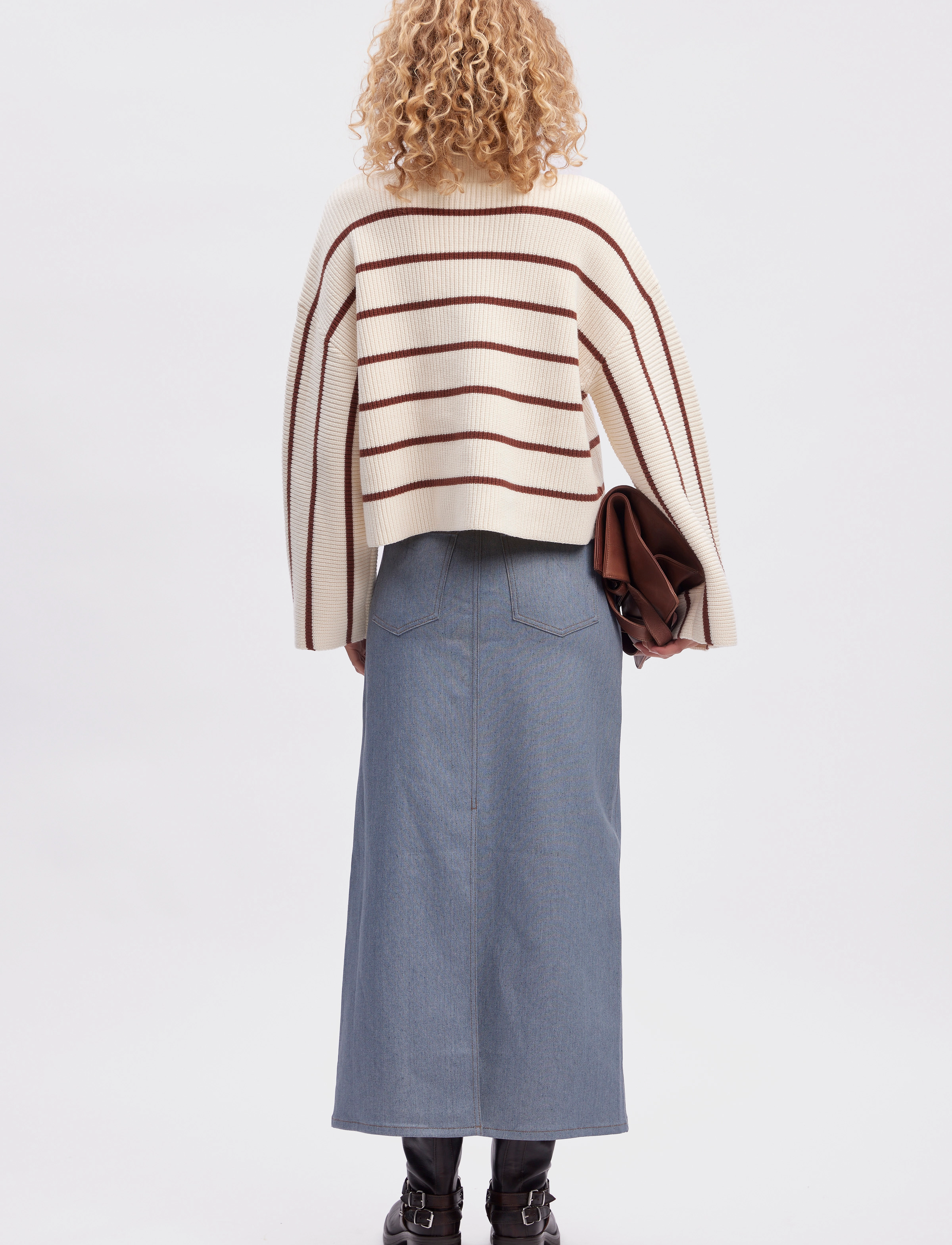 Gestuz - SebaGZ V-neck pullover - egret with brown stripes - 4