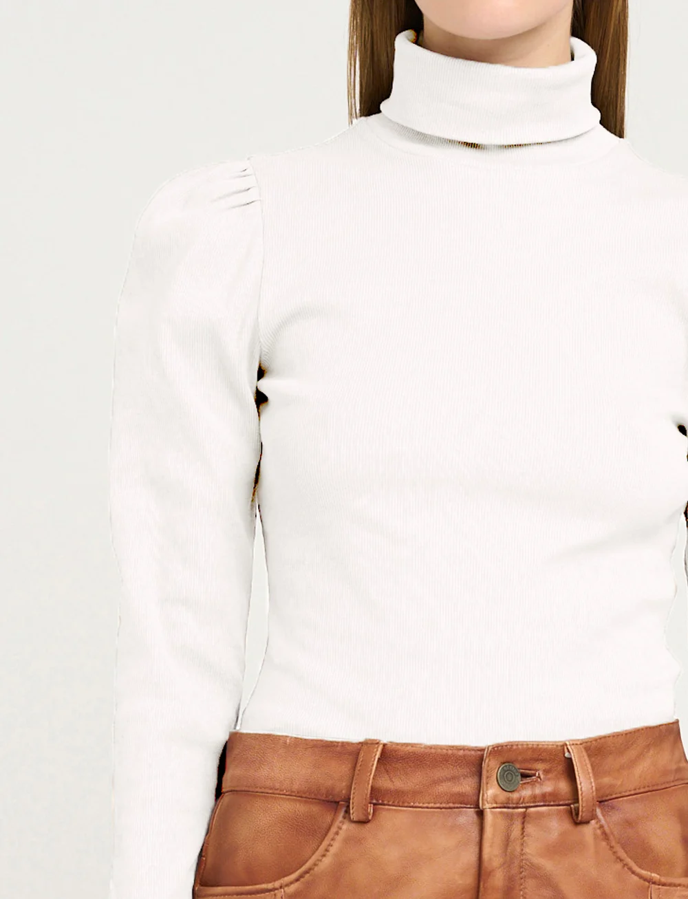 Gestuz - DrewGZ rollneck puff NOOS - rullekraver - egret - 5