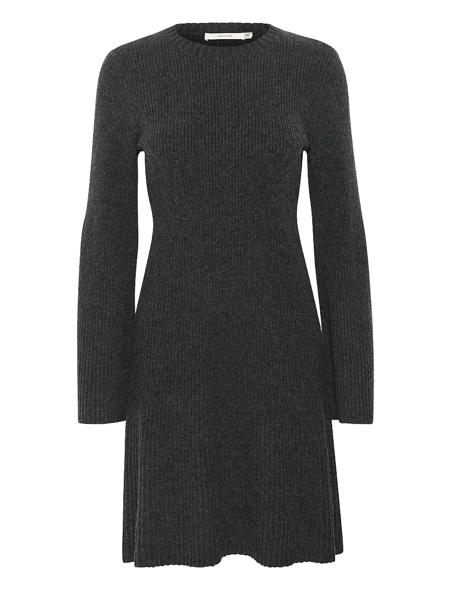 Gestuz - AntaliGZ wool short dress NOOS - strickkleider - charcoal melange - 1