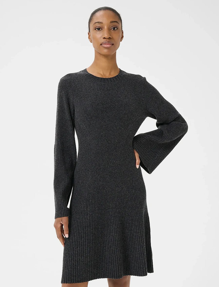 Gestuz - AntaliGZ wool short dress NOOS - strickkleider - charcoal melange - 0
