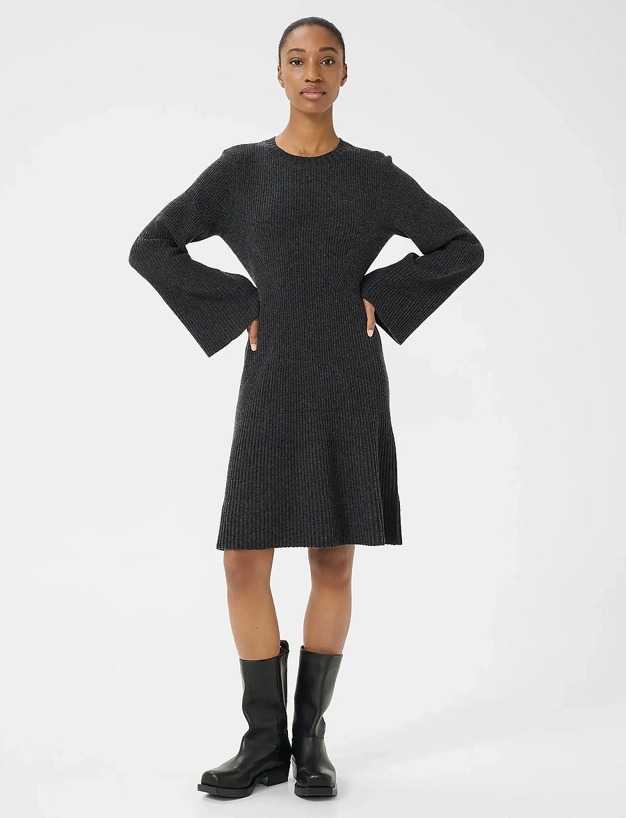 Gestuz - AntaliGZ wool short dress NOOS - strickkleider - charcoal melange - 3
