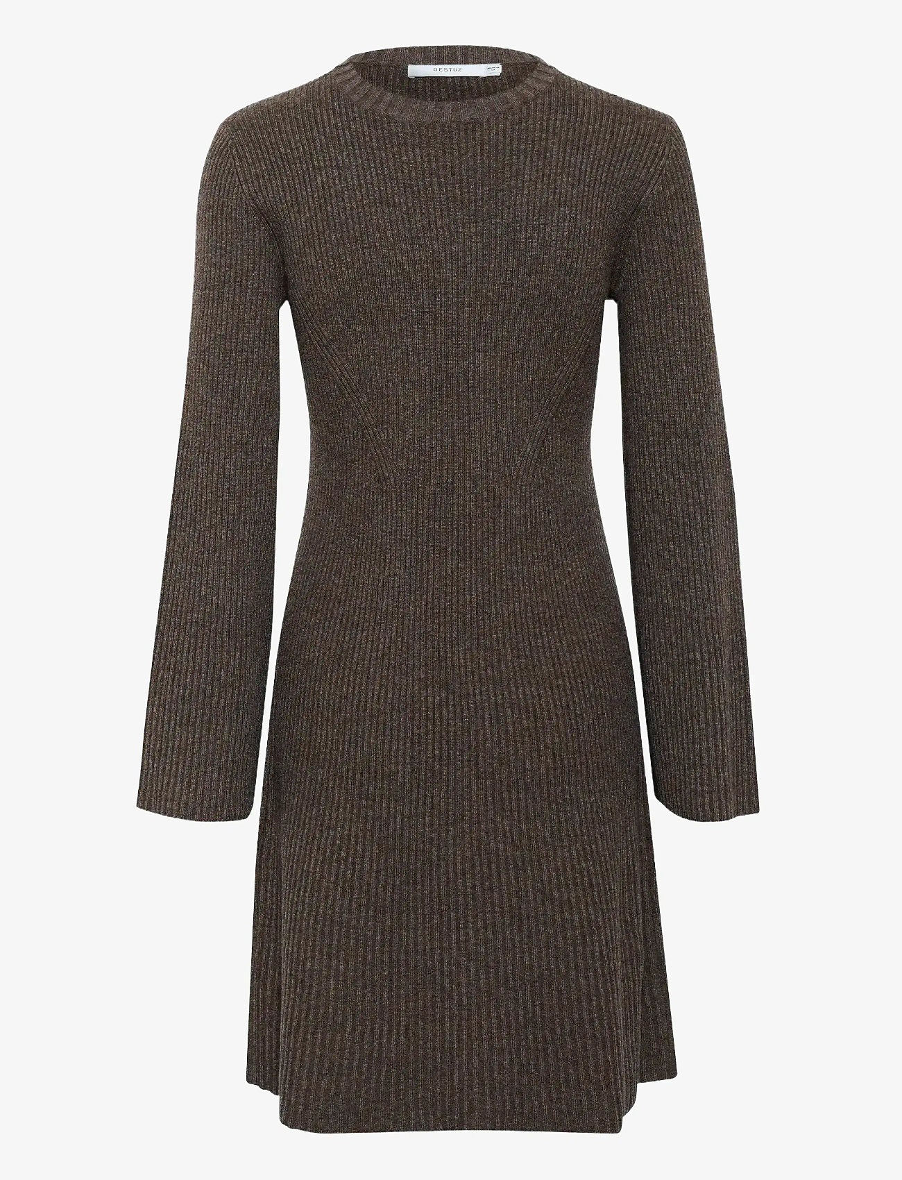 Gestuz - AntaliGZ wool short dress NOOS - knitted dresses - chestnut melange - 1