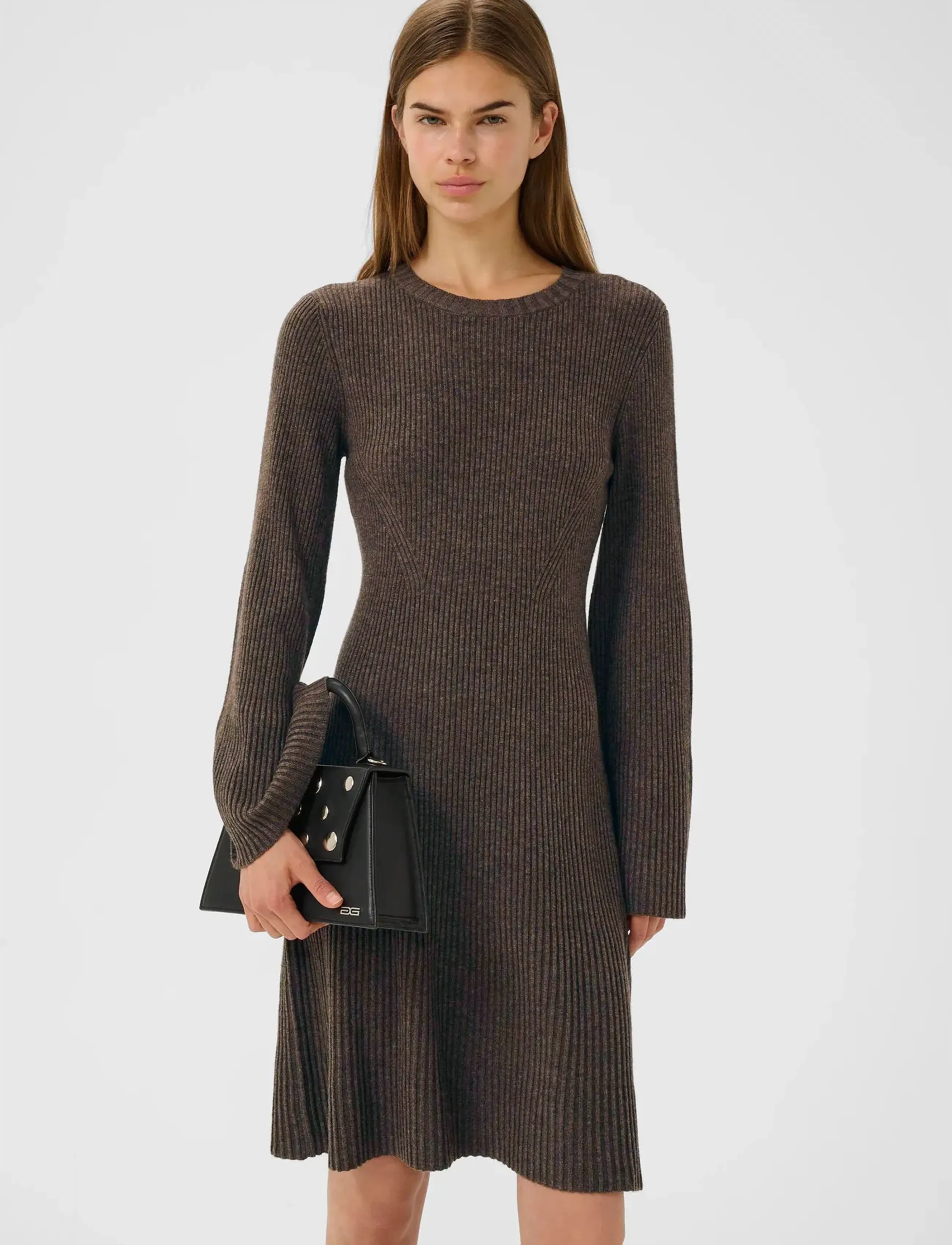 Gestuz AntaliGZ wool short dress NOOS - Strickkleider - CHESTNUT MELANGE / brown