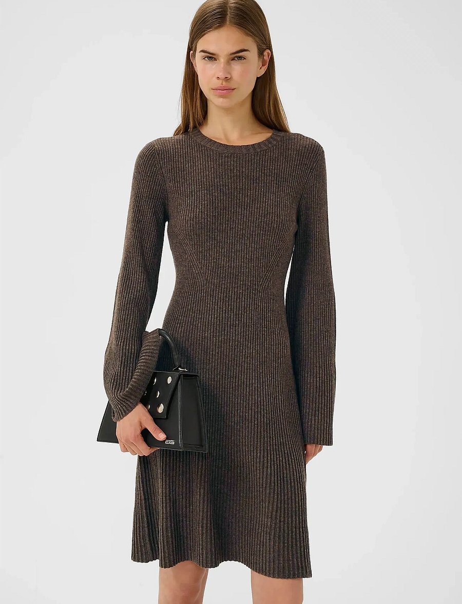 Gestuz - AntaliGZ wool short dress NOOS - megztos suknelės - chestnut melange - 0
