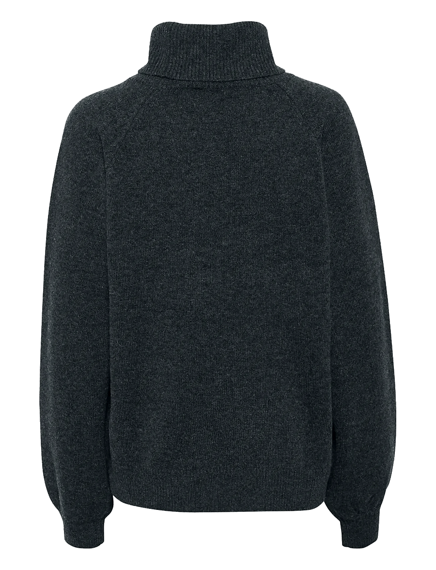 Gestuz - ManziGZ wool rollneck NOOS - pologenser - deep graphite melange - 2