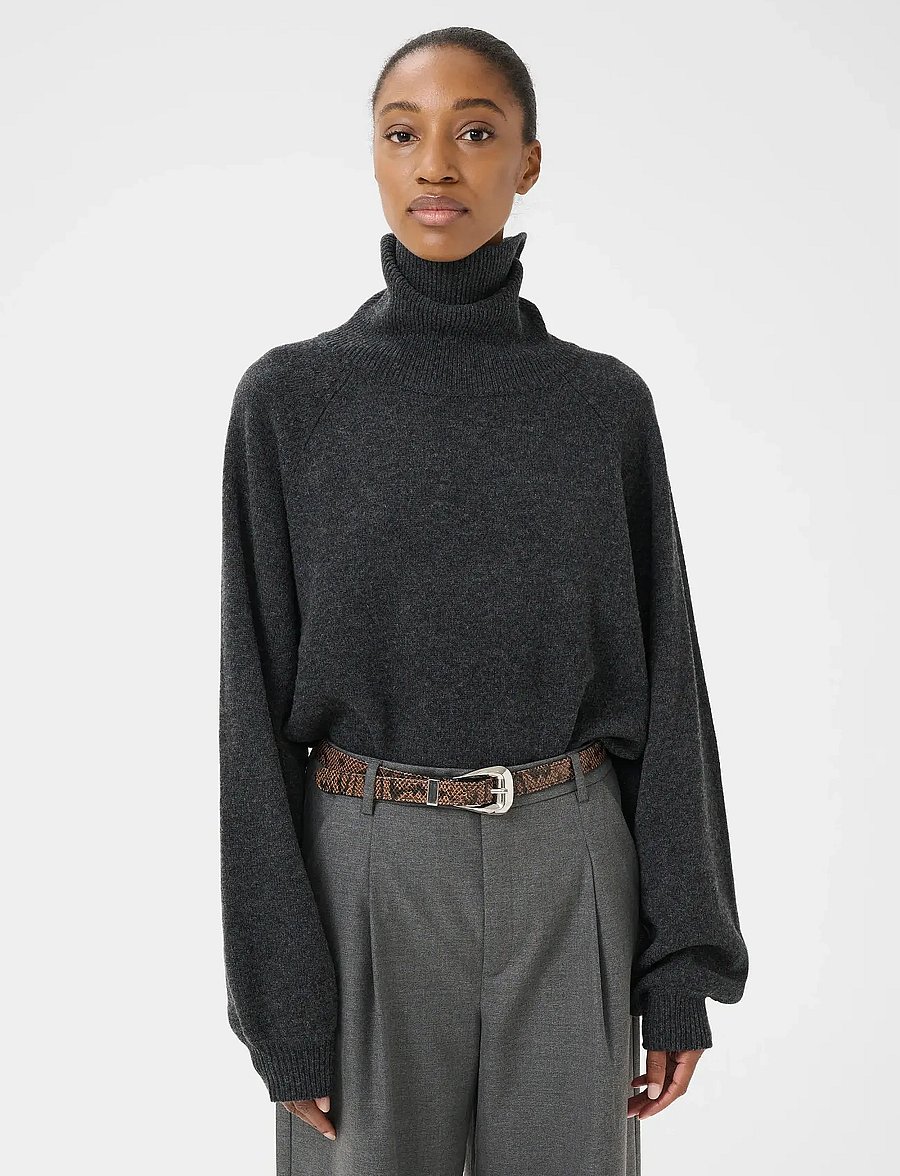 Gestuz - ManziGZ wool rollneck NOOS - pologenser - deep graphite melange - 0
