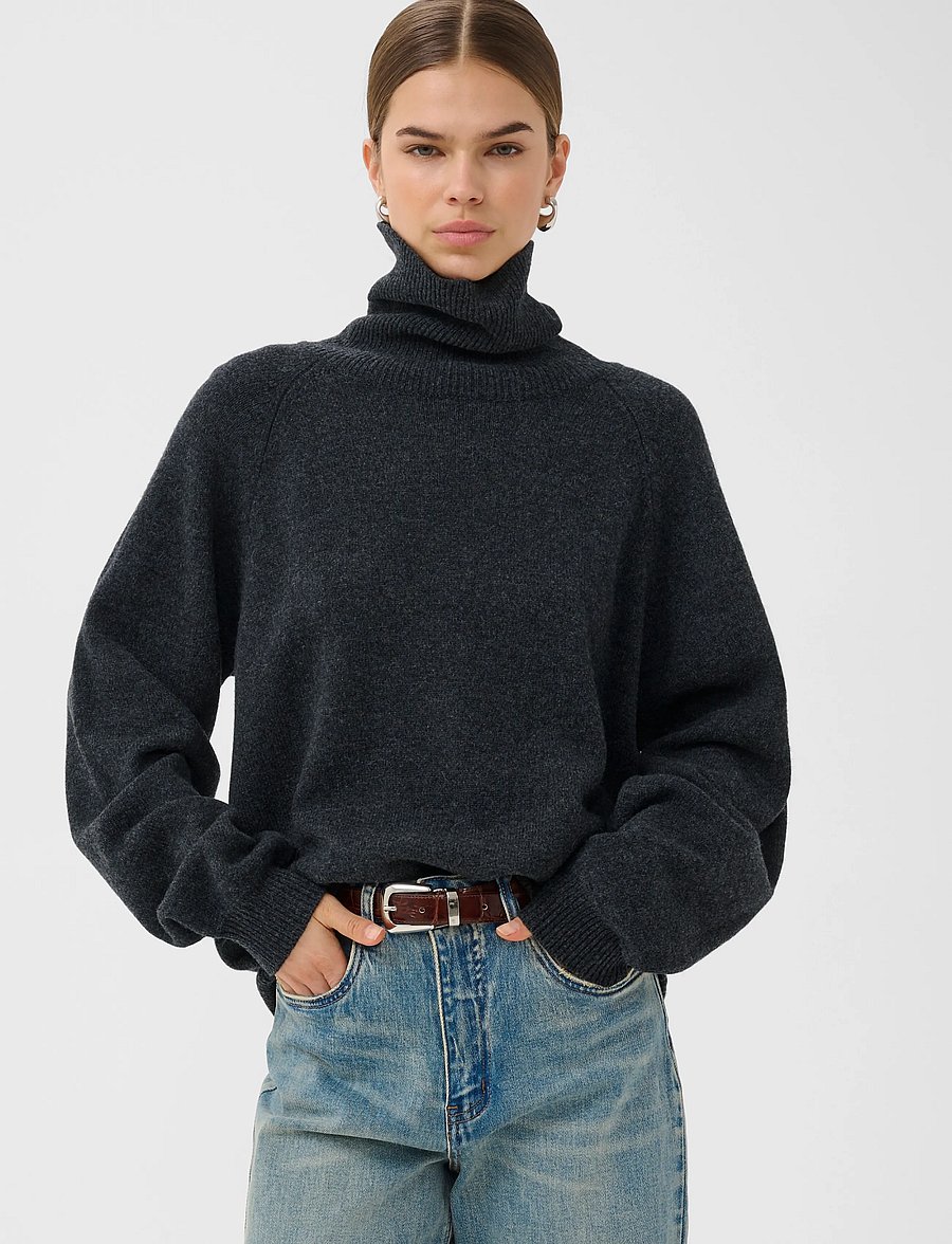 Gestuz - ManziGZ wool rollneck NOOS - pologenser - deep graphite melange - 4