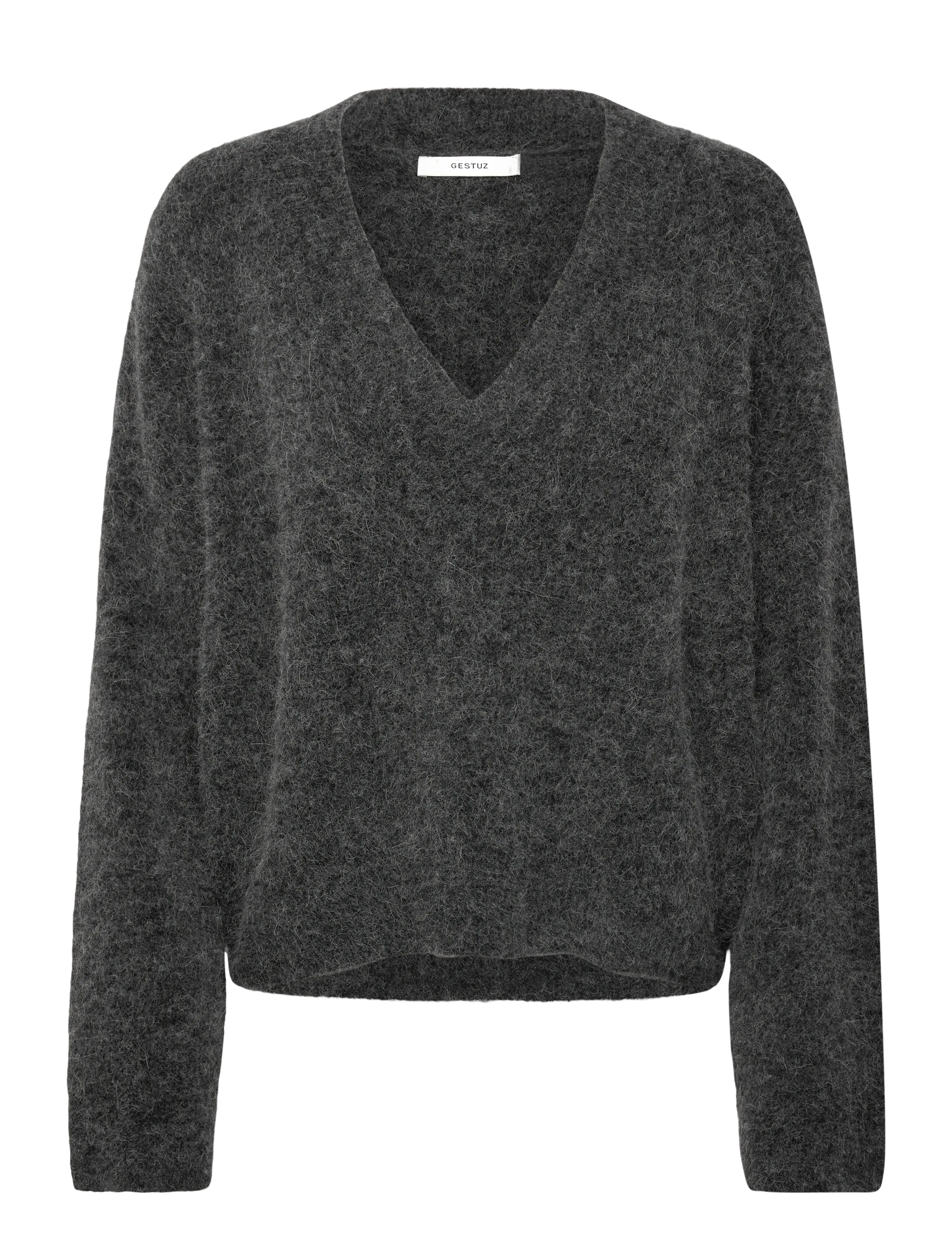 Gestuz Alphagz V-Neck, XL, Grey, Strik > Trøjer, Dame
