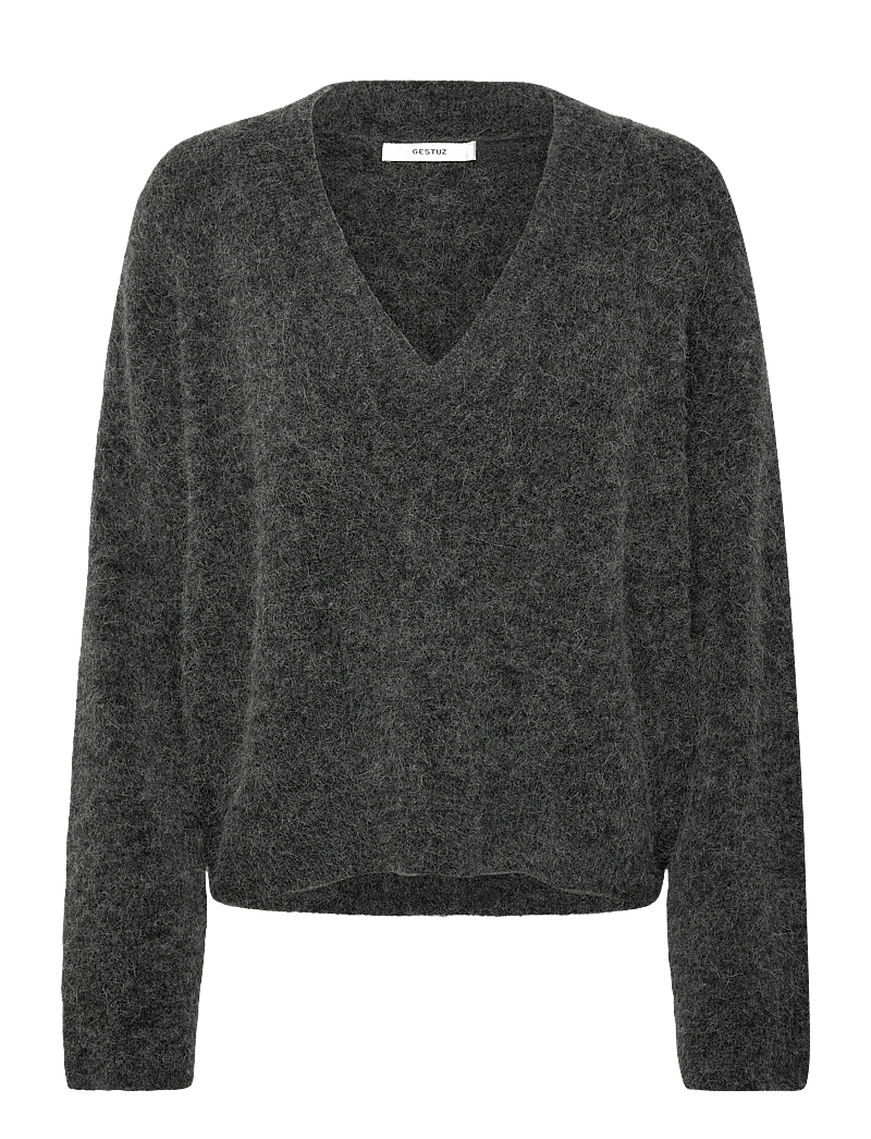 Gestuz - AlphaGZ V-neck - pullover - charcoal melange - 0
