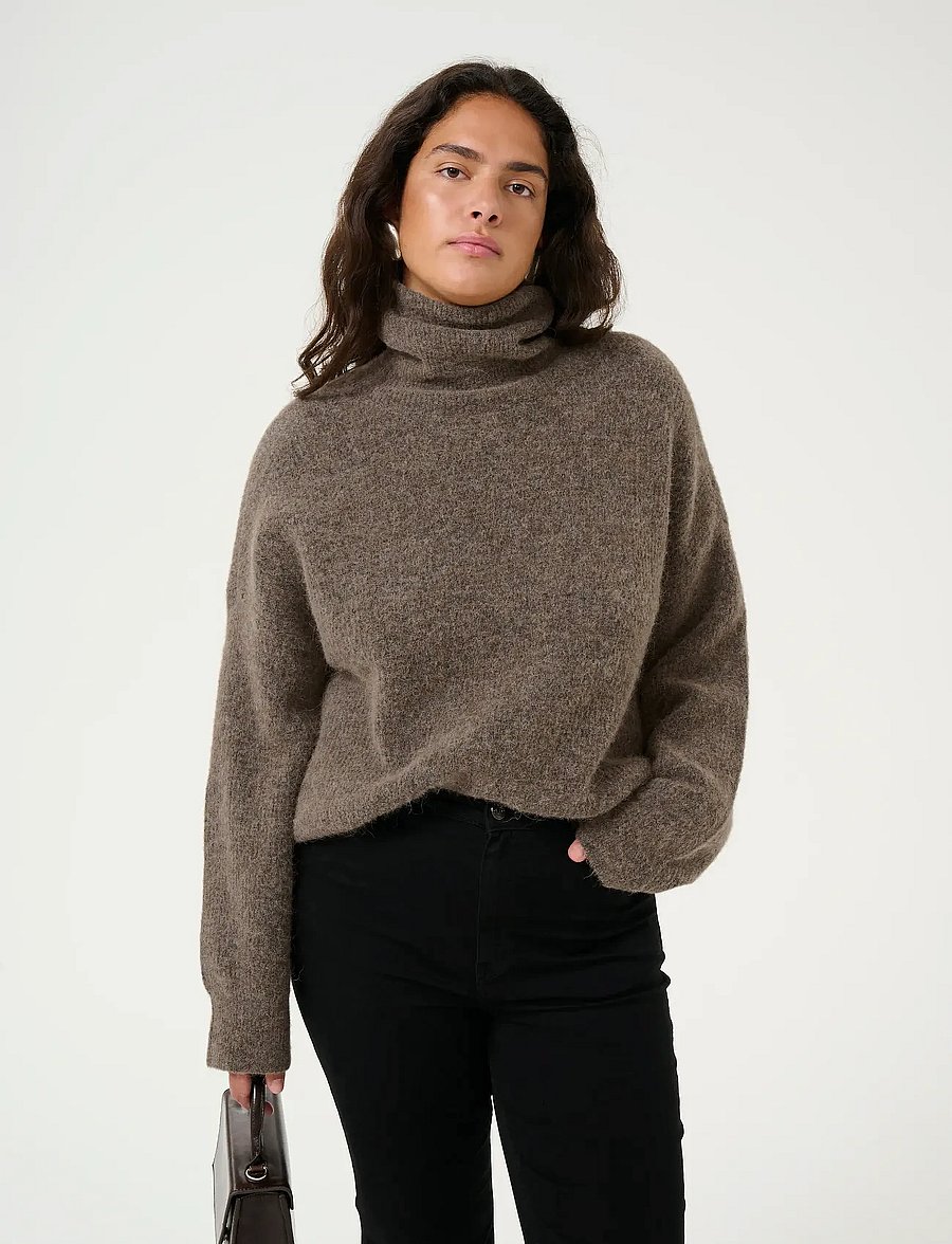 Gestuz - AlphaGZ rollneck NOOS - turtlenecks - dark sand melange - 0