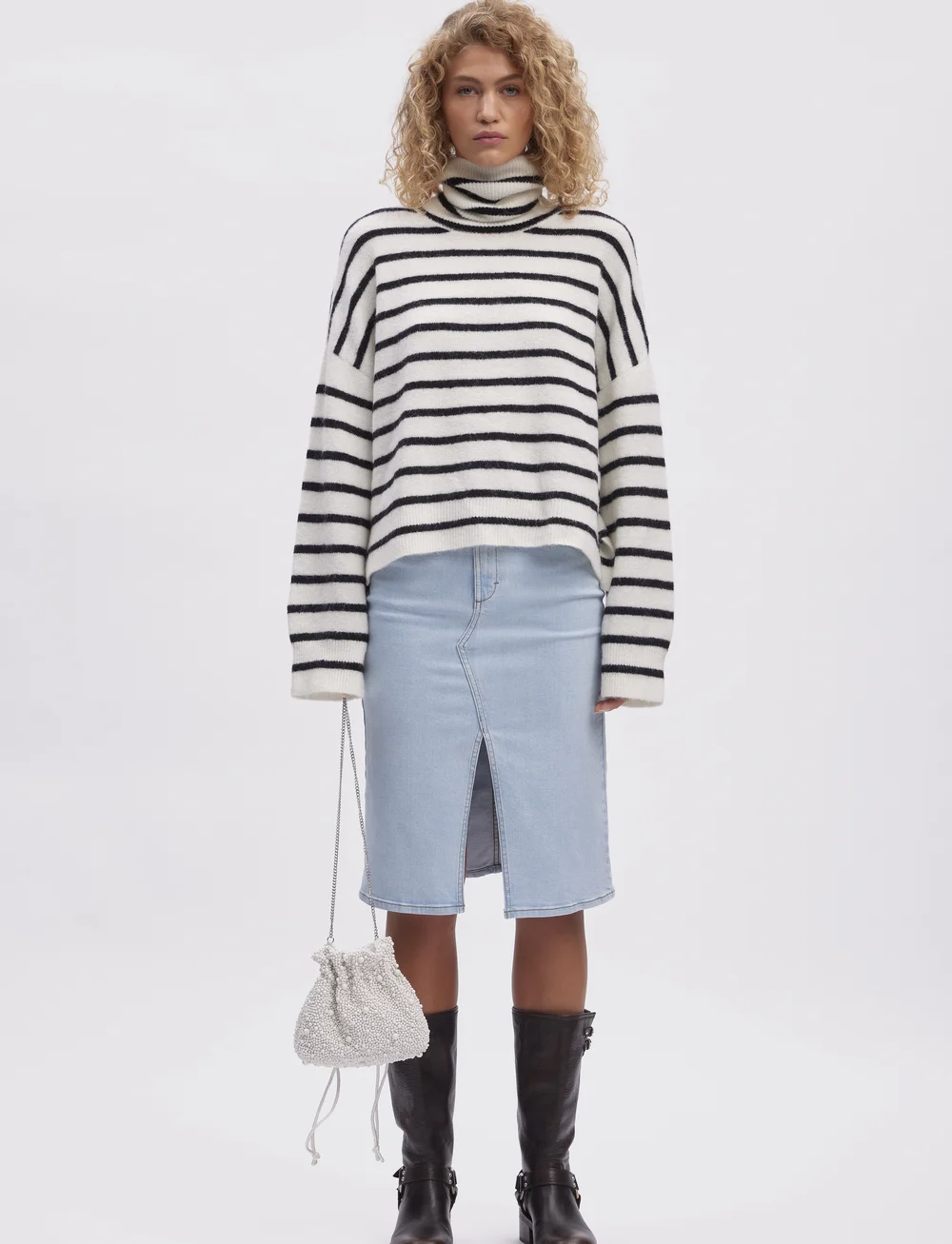 Gestuz - AlphaGZ rollneck striped NOOS - rullekraver - ivory black striped - 0