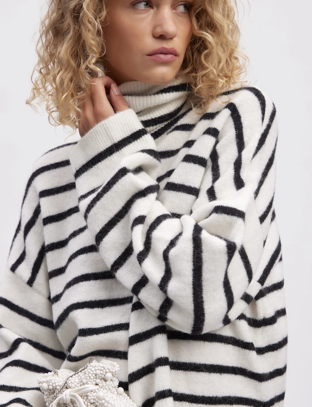 Gestuz - AlphaGZ rollneck striped NOOS - rullekraver - ivory black striped - 3