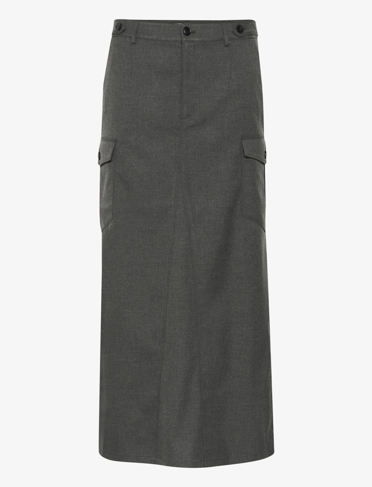 Gestuz PaulaGZ melange HW long skirt - Maxi nederdele - DARK GREY MELANGE / grey