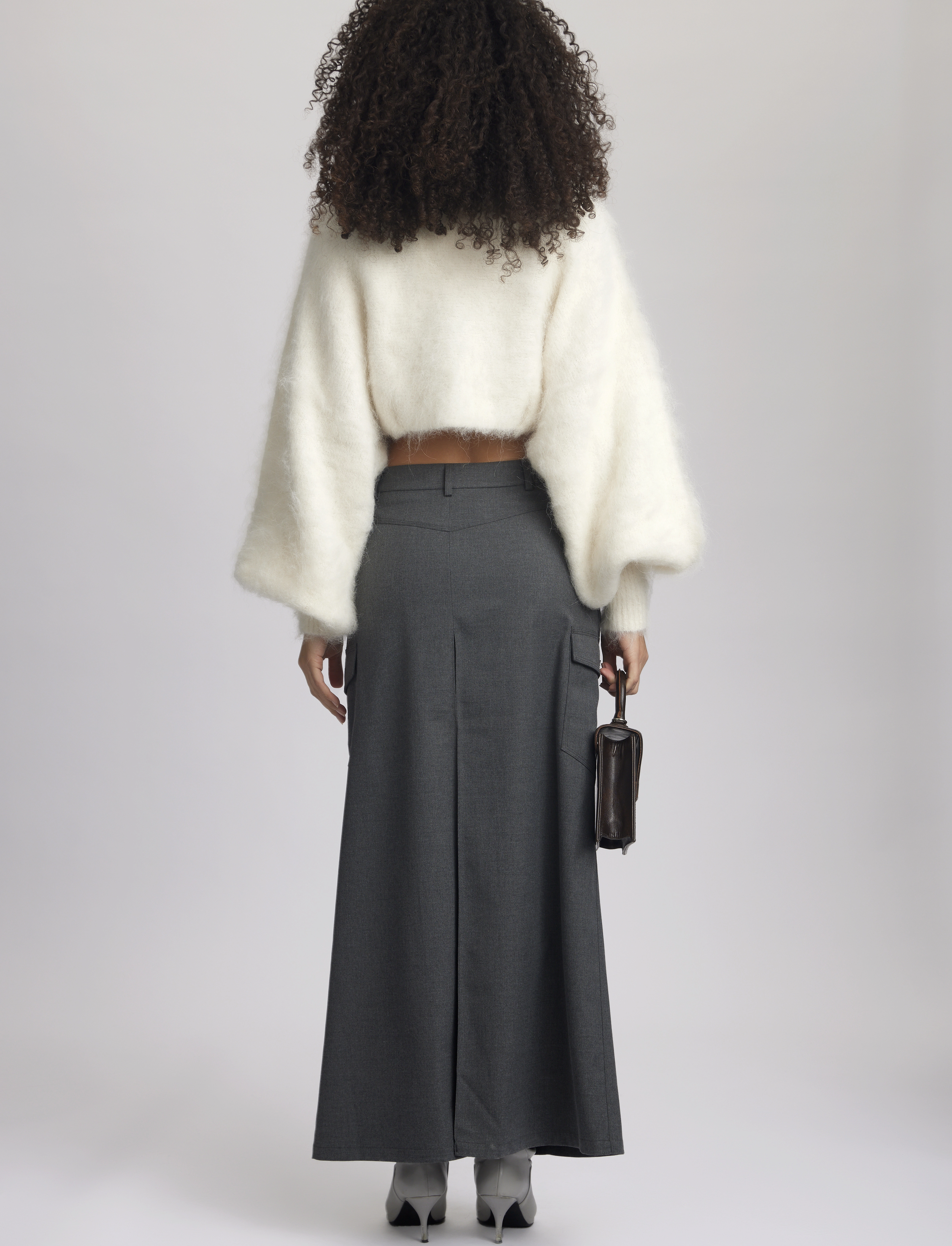Gestuz - PaulaGZ melange HW long skirt - maxi nederdele - dark grey melange - 4