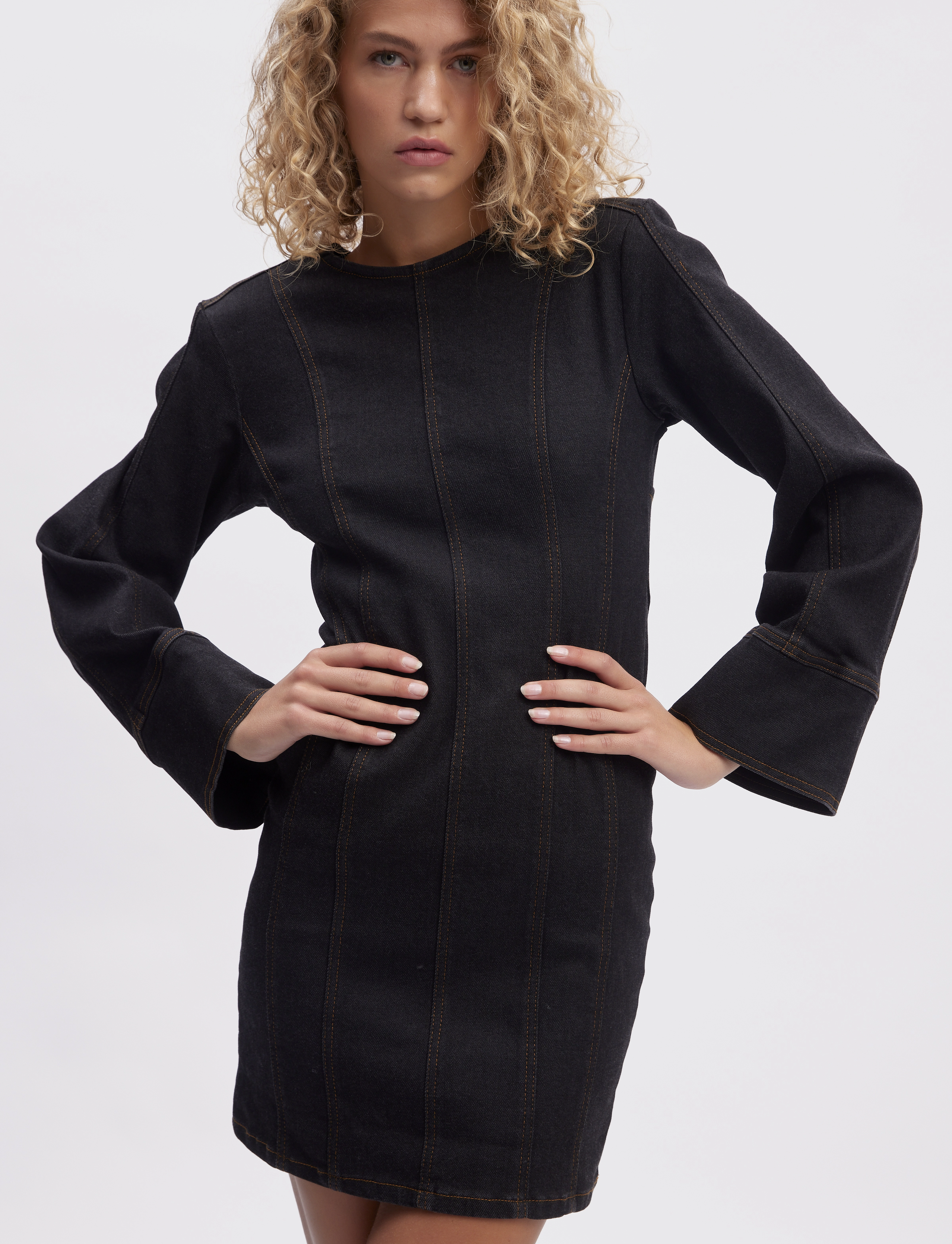 Gestuz TubinaGZ LS dress - Farkkumekot - DARK BLACK WASH / black