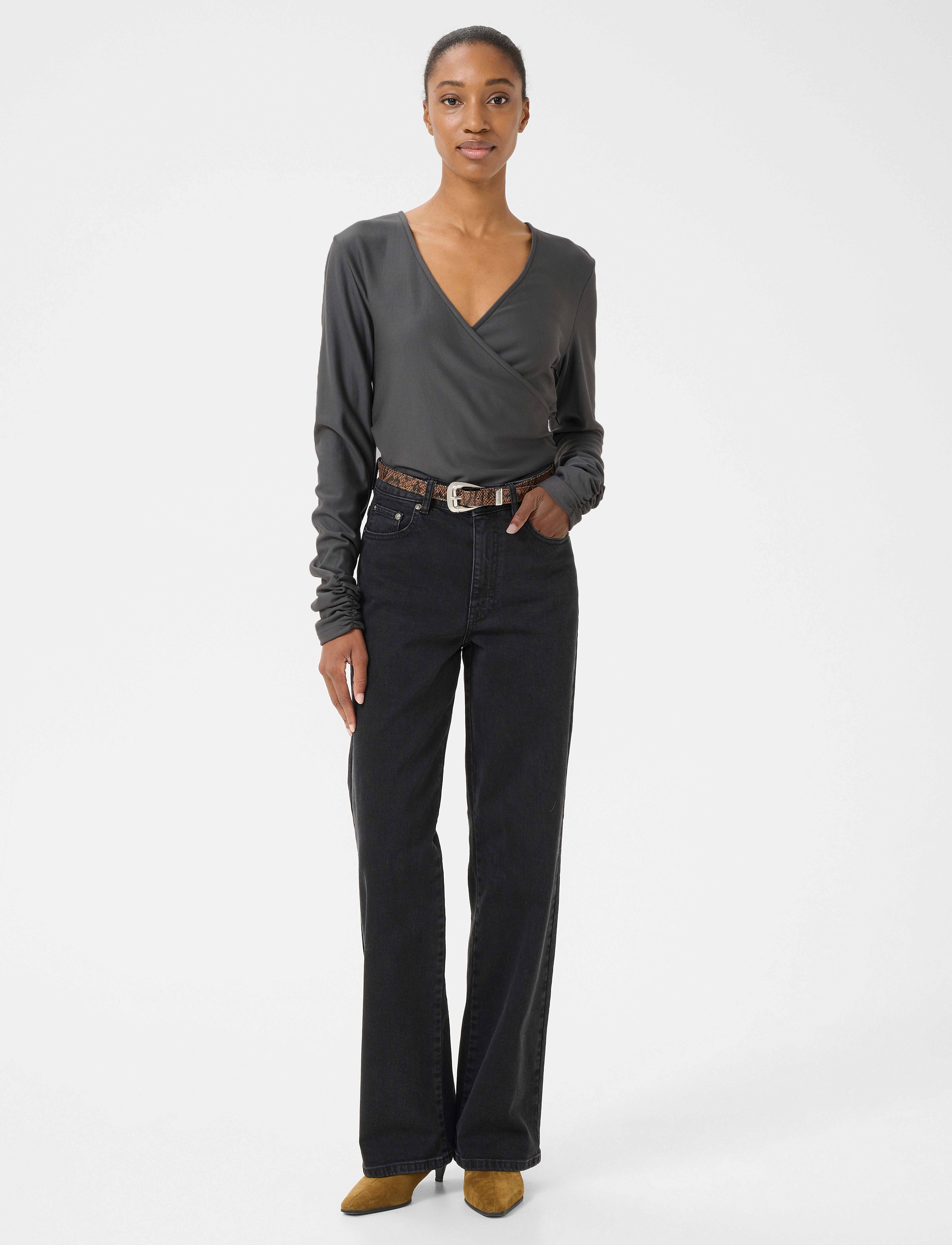 Gestuz - RifaGZ wrap top - blouses met lange mouwen - gray pinstripe - 3