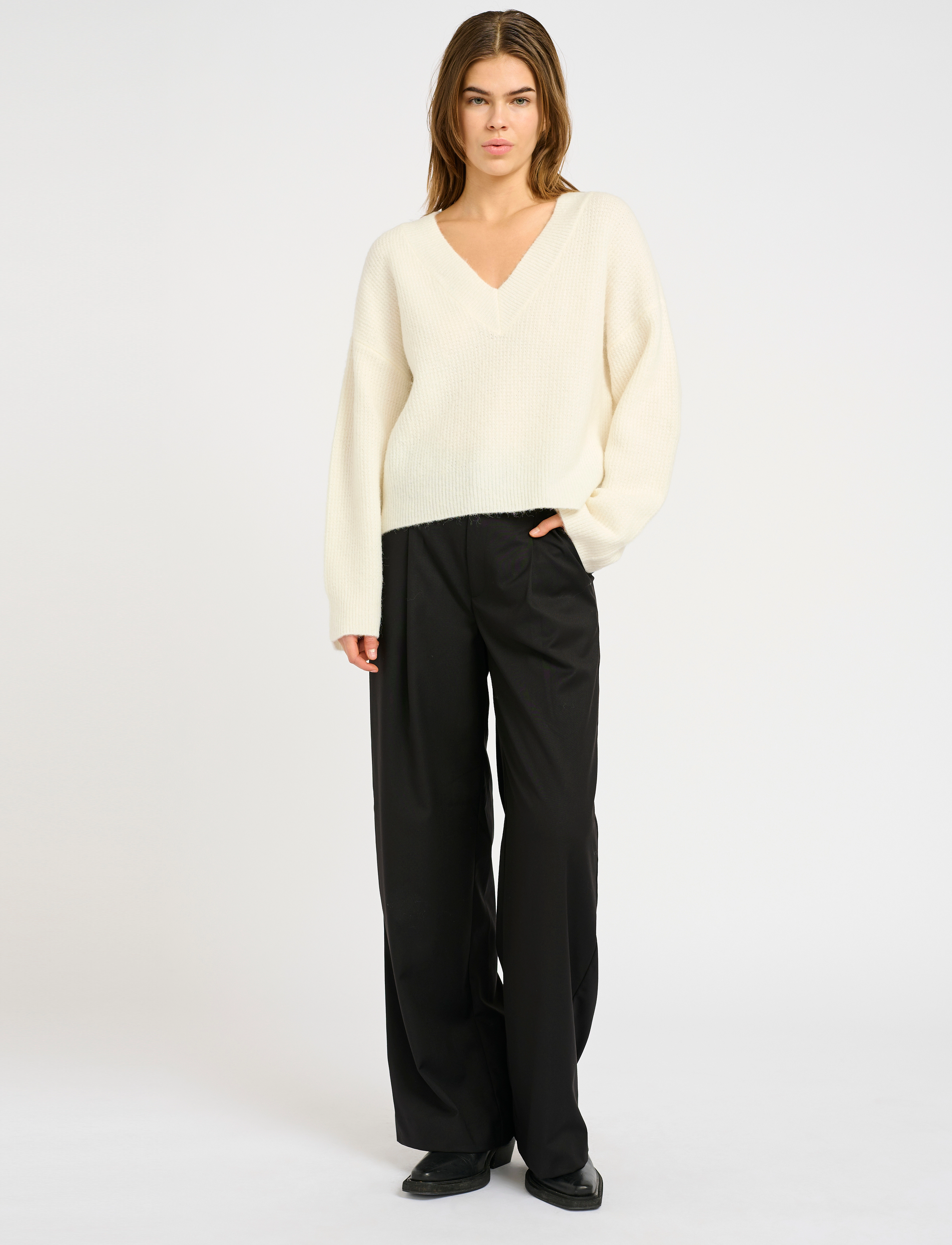 Gestuz - AlphaGZ V-neck - egret - 3