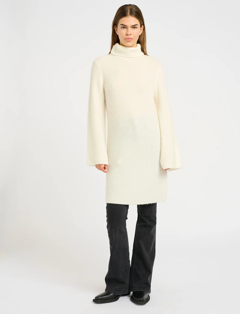 Gestuz - AlphaGZ rollneck dress - knitted dresses - egret - 3