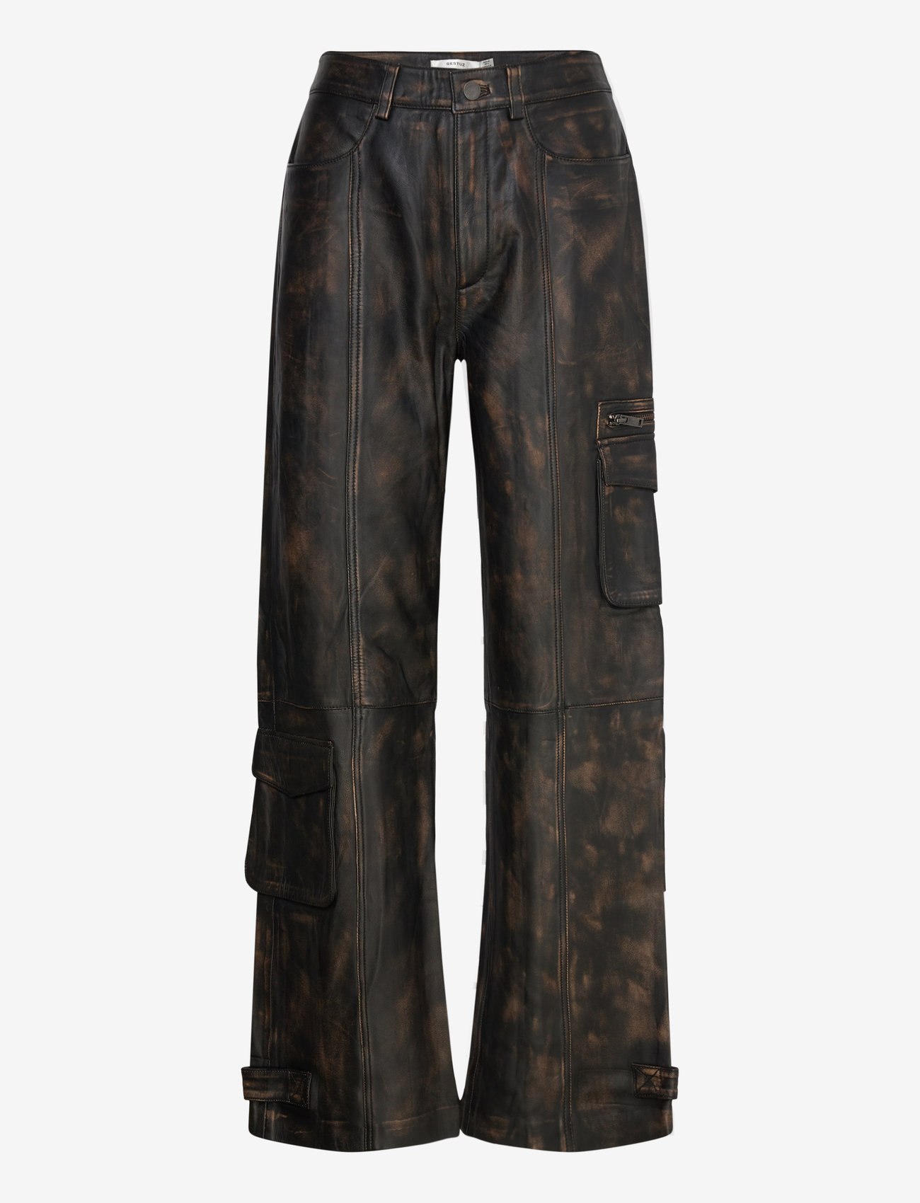Gestuz - LineraGZ pants - læderbukser - black vintage - 0