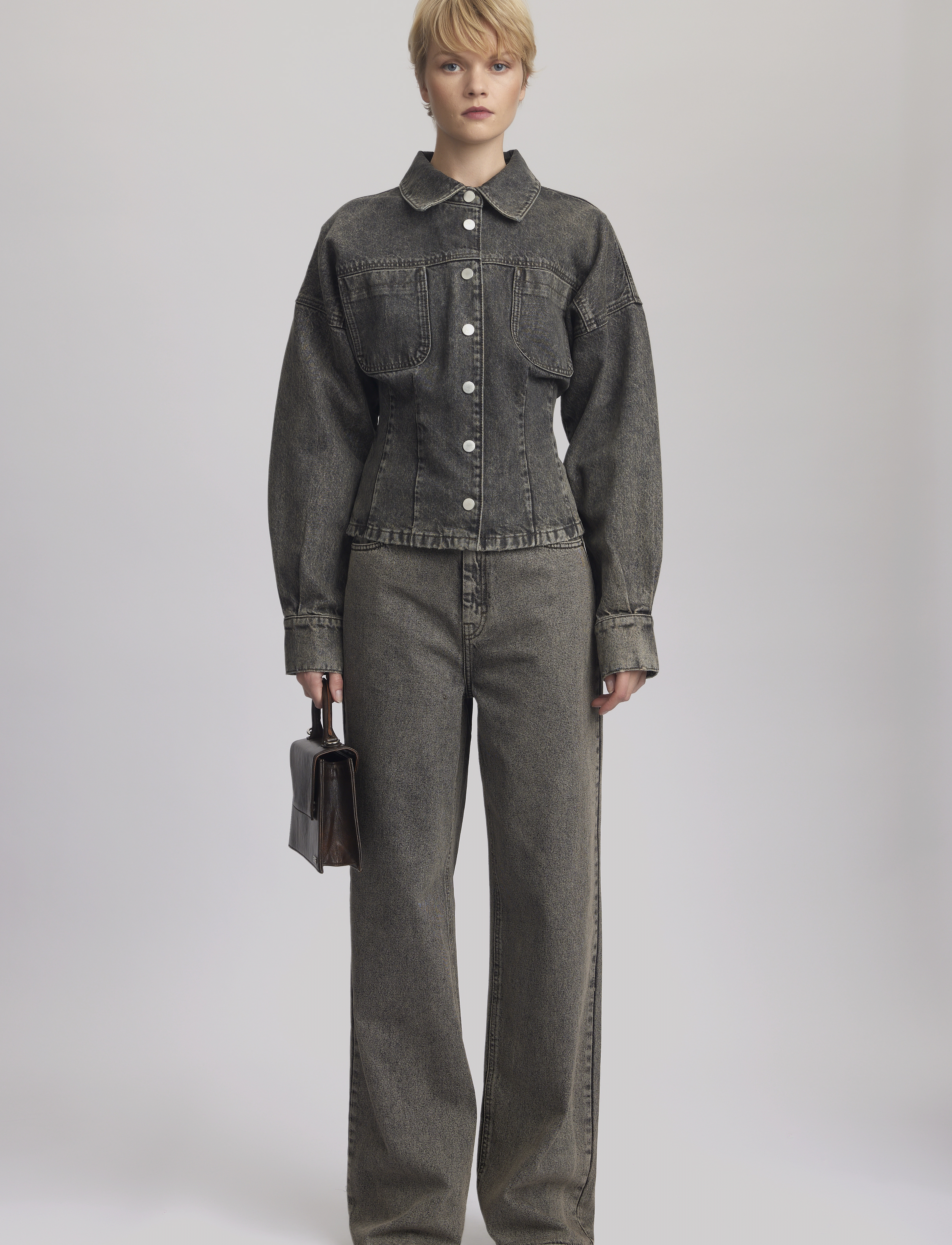 Gestuz - BrendaGZ LS shirt - džinsa krekli - grey brown washed - 3