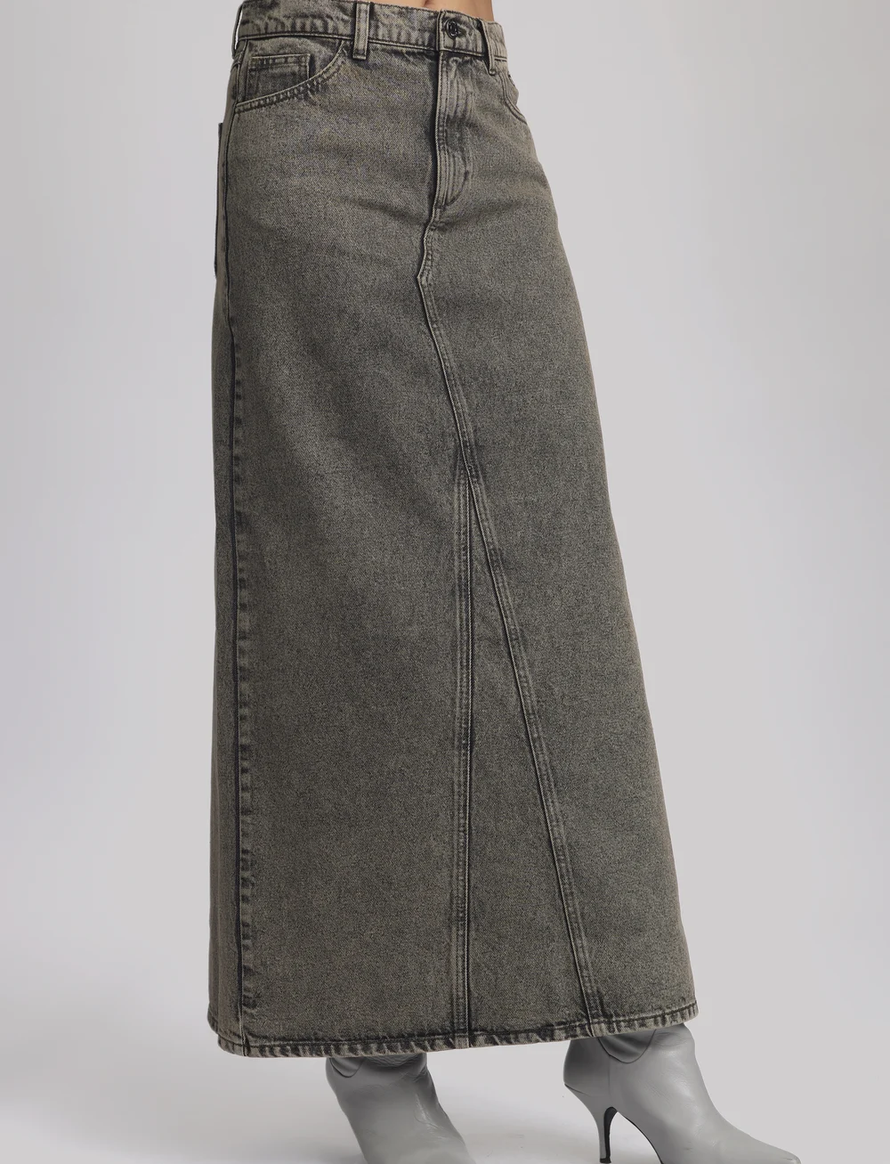 Gestuz - BrendaGZ HW long skirt - denimnederdele - grey brown washed - 0