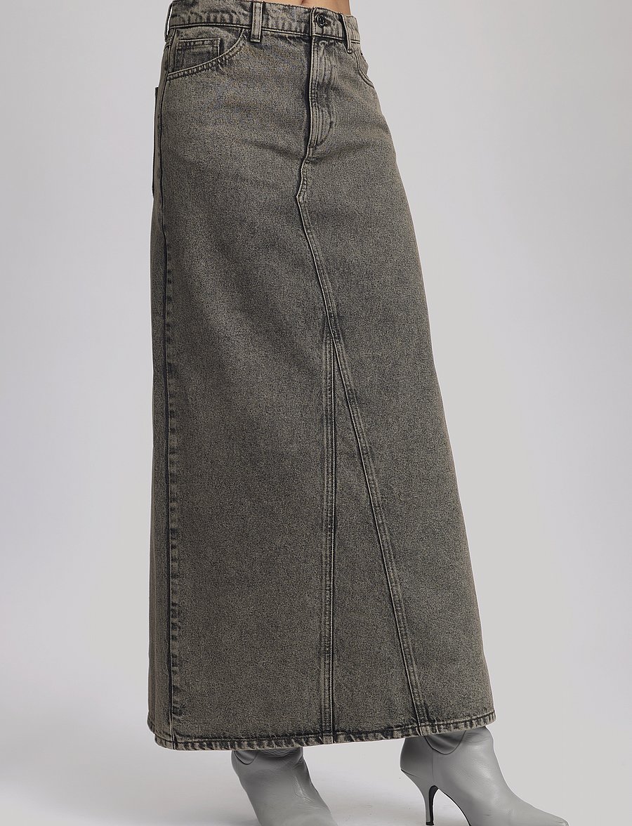 Gestuz - BrendaGZ HW long skirt - jeansröcke - grey brown washed - 0