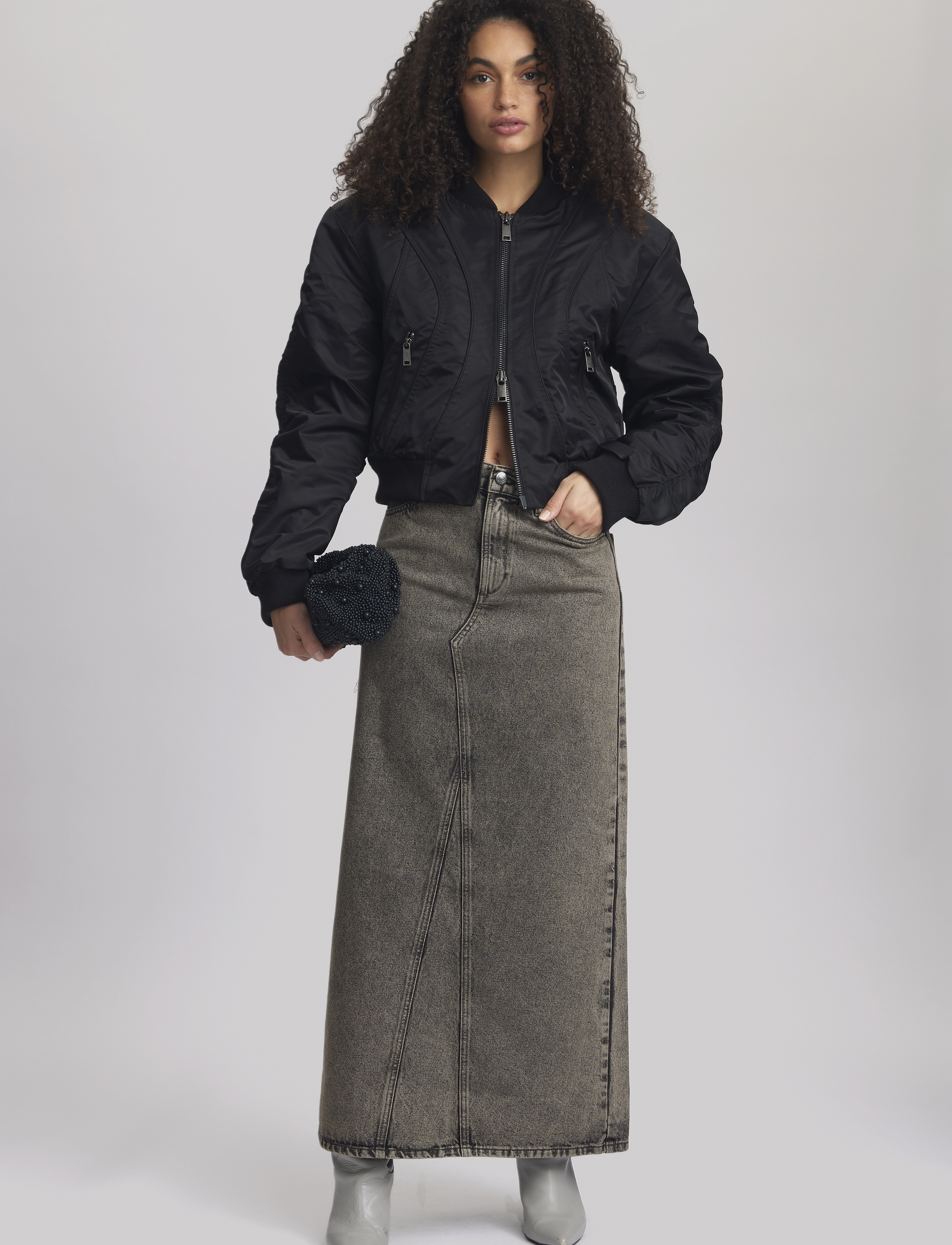 Gestuz - BrendaGZ HW long skirt - maxi röcke - grey brown washed - 3
