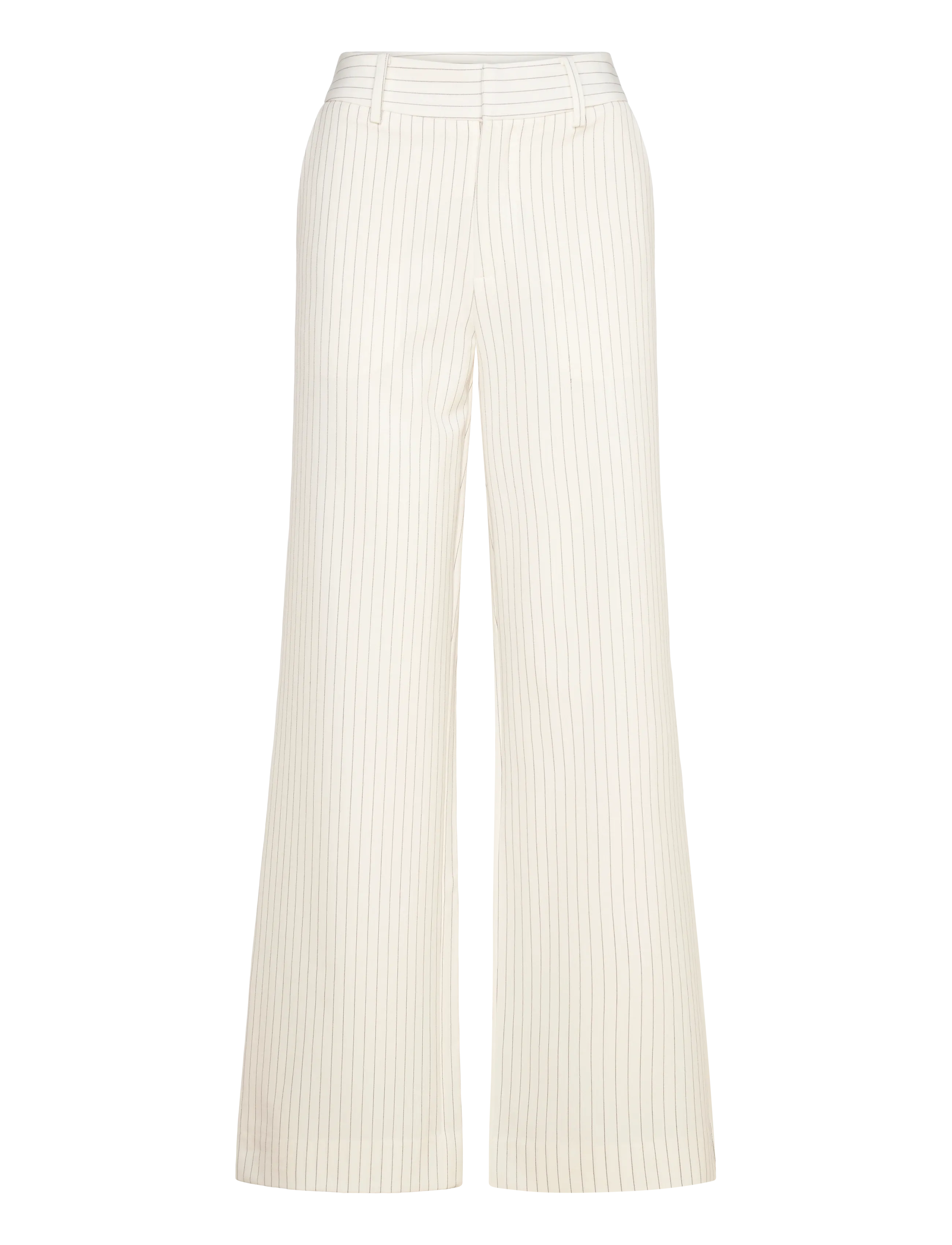 Gestuz JoelleGZ mel. pinstripe MW pants - Trousers - EGRET/GREY PINSTRIPE / white